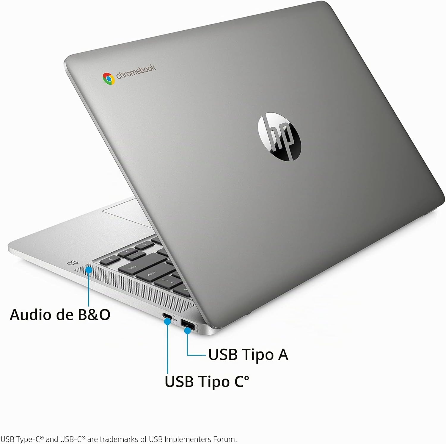 LAPTOP HP CHROMEBOOK 14 PULGADAS FHD INTEL CELERON N4000 4GB RAM 32GB EMMC MINERAL SILVER - 3
