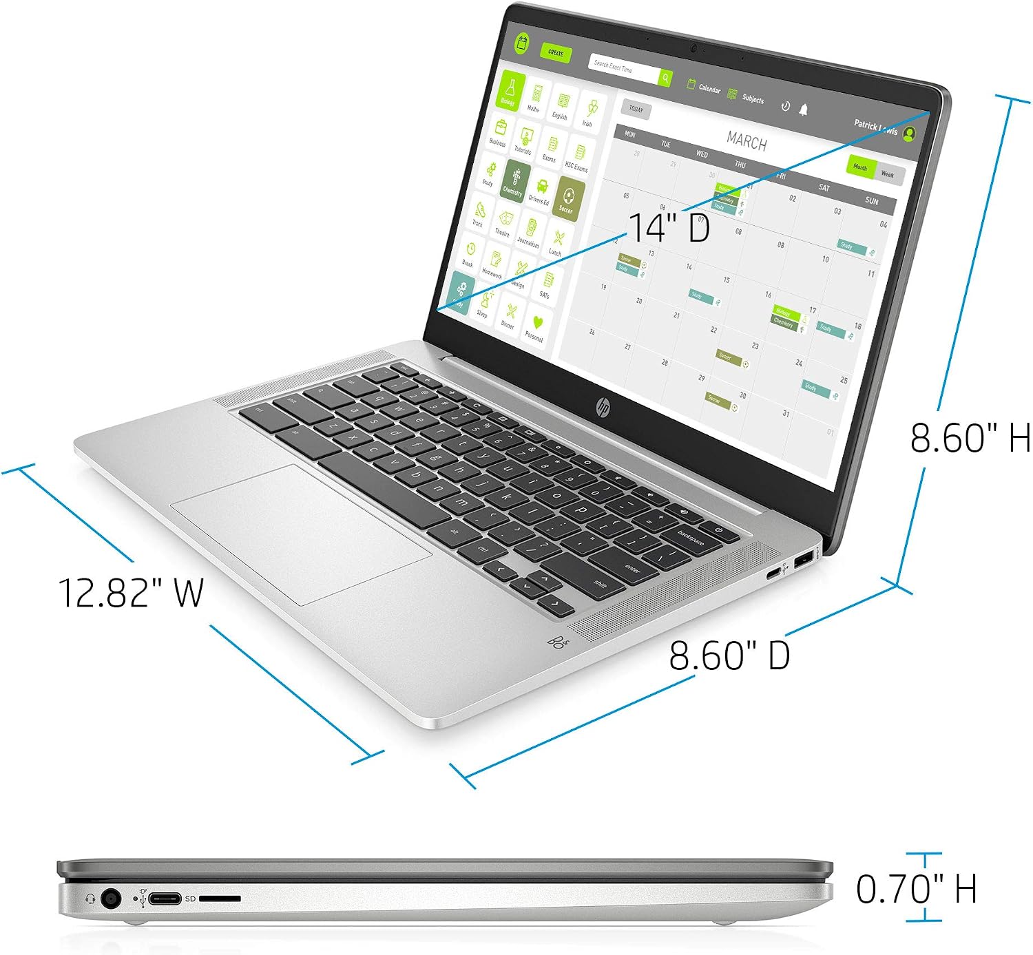 LAPTOP HP CHROMEBOOK 14 PULGADAS FHD INTEL CELERON N4000 4GB RAM 32GB EMMC MINERAL SILVER - 4