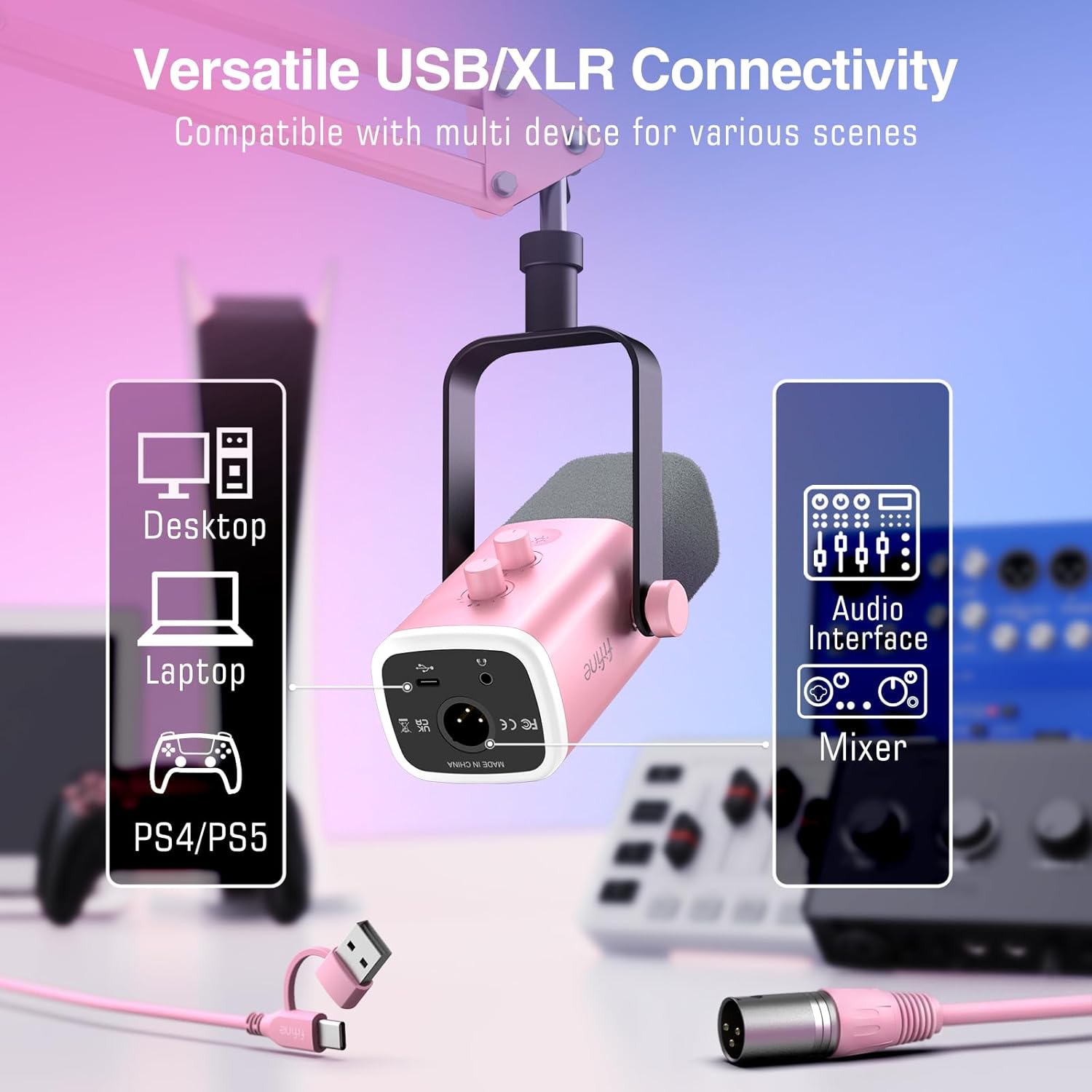 MICRÓFONO FIFINE AMPLIGAME AM8TP XLR USB DINÁMICO PARA GAMING - 3