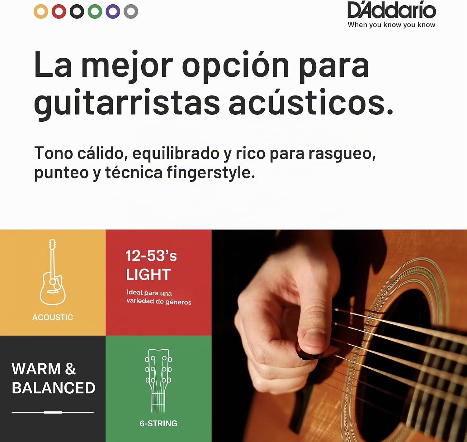 JUEGO DE CUERDAS PARA GUITARRA ACÚSTICA D'ADDARIO EJ16-10P PHOSPHOR BRONZE 12-53, 10 SETS - 3