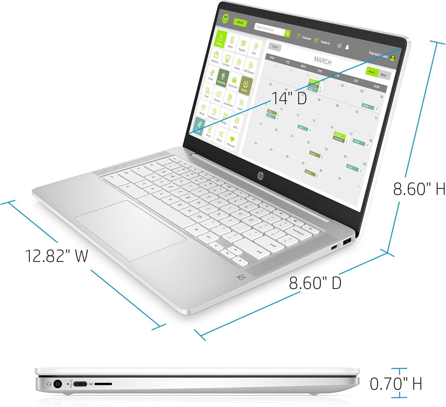 LAPTOP HP CHROMEBOOK 14 PULGADAS HD INTEL CELERON N4000 4GB RAM 32GB EMMC BLANCO CERÁMICO - 3