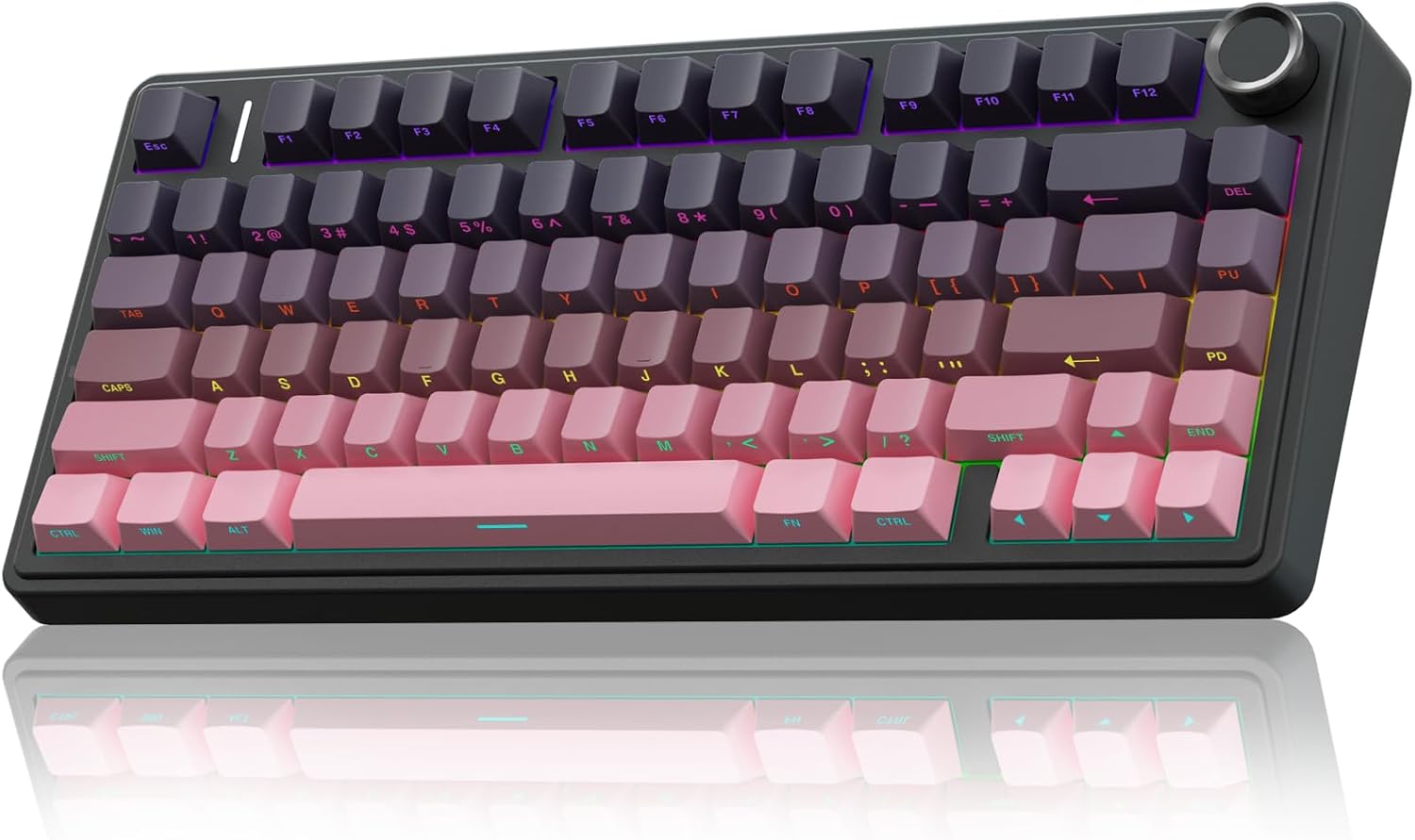 TECLADO MECÁNICO AULA F75 PRO INALÁMBRICO 75% ROSA Y NEGRO - 1