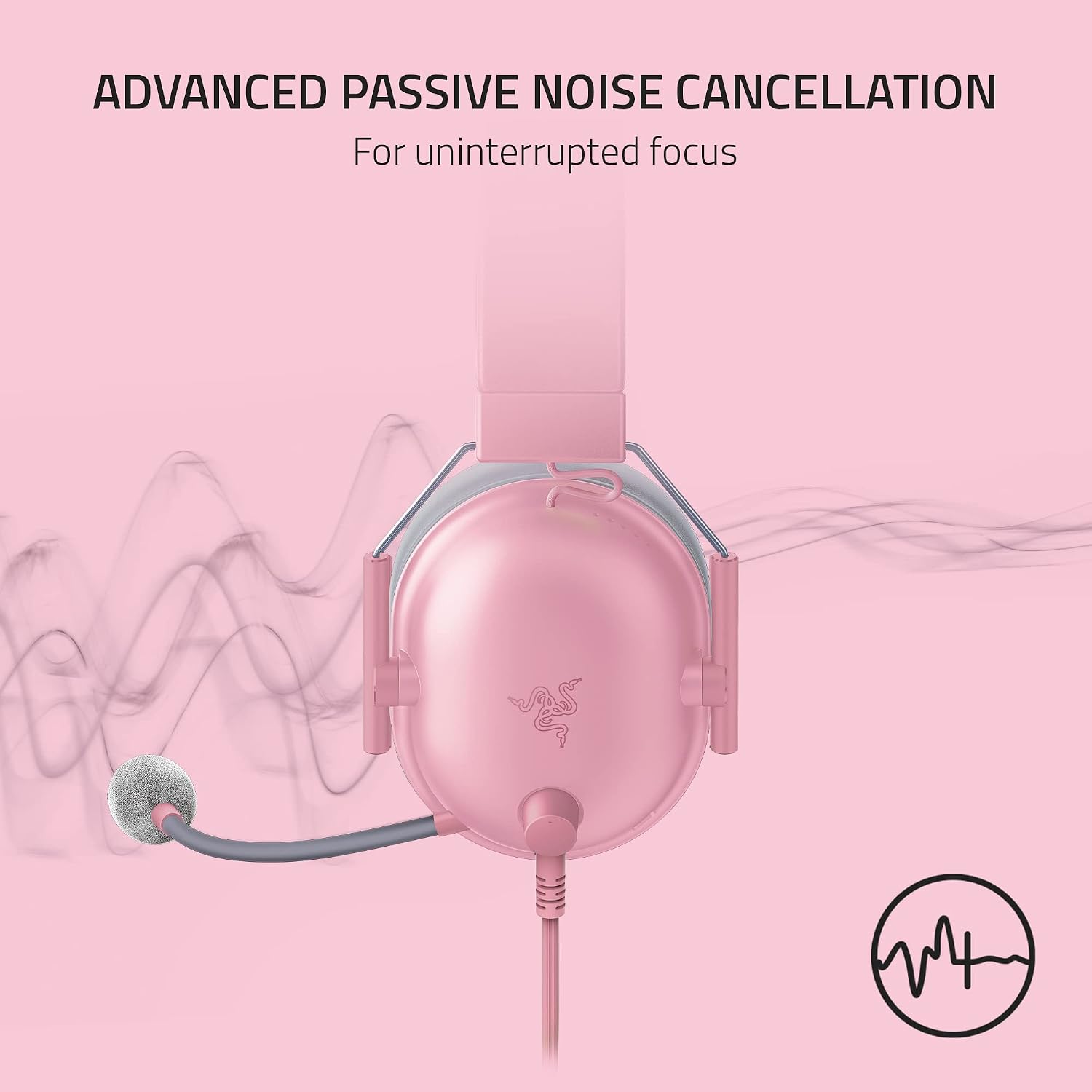 HEADSET RAZER BLACKSHARK V2 X GAMING 50MM DRIVERS QUARTZ PINK - 5