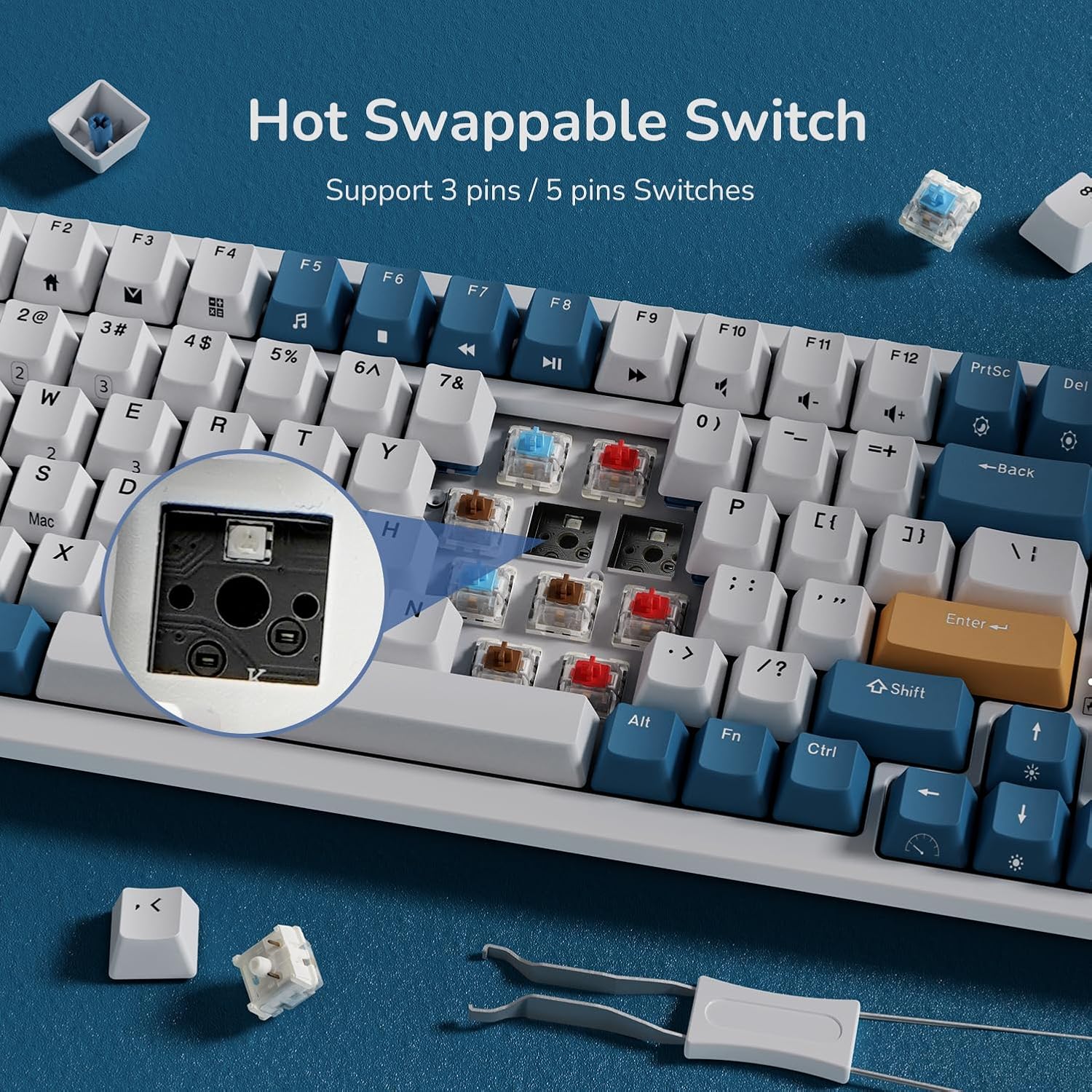 TECLADO MECÁNICO INALÁMBRICO RK ROYAL KLUDGE RK98 96% CON SWITCHES INTERCAMBIABLES - 4