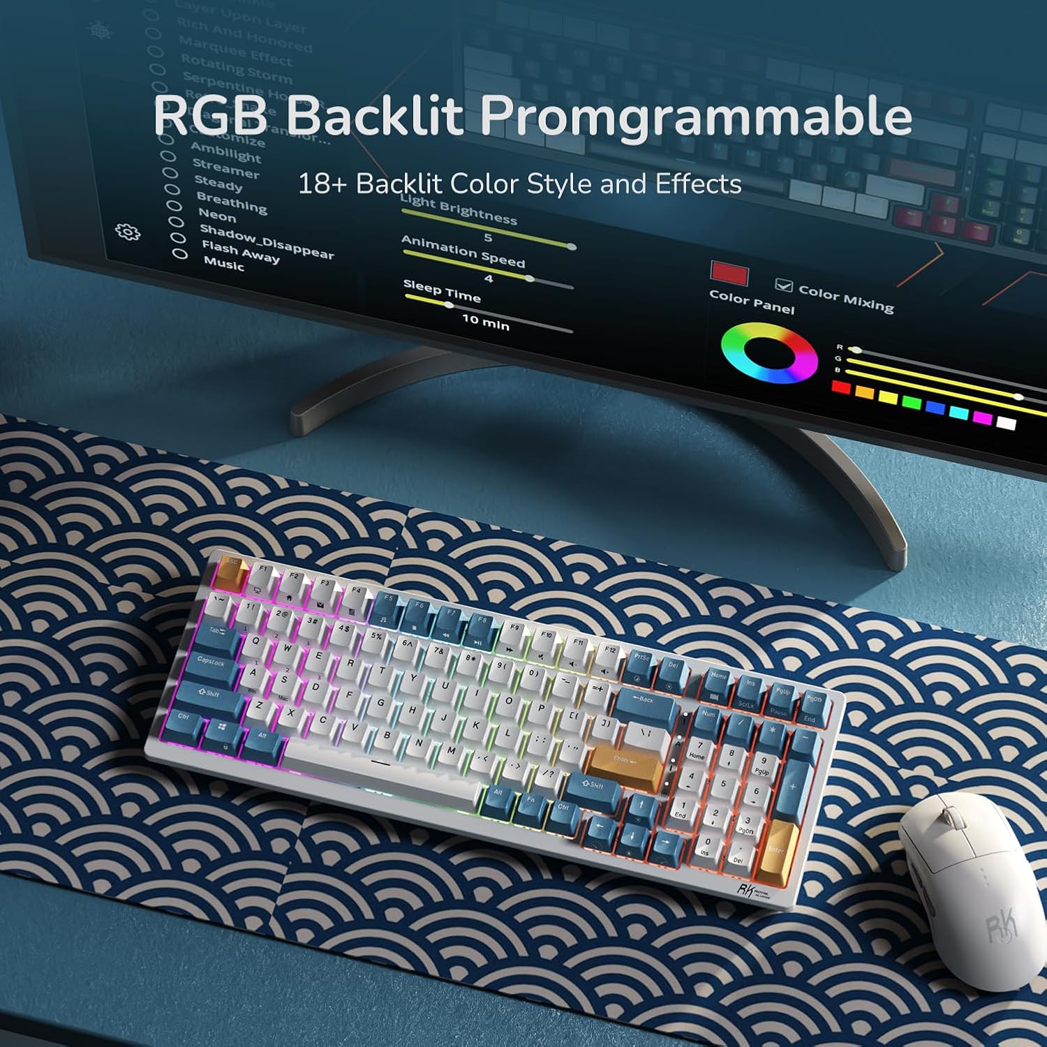 TECLADO MECÁNICO INALÁMBRICO RK ROYAL KLUDGE RK98 96% CON SWITCHES INTERCAMBIABLES - 5