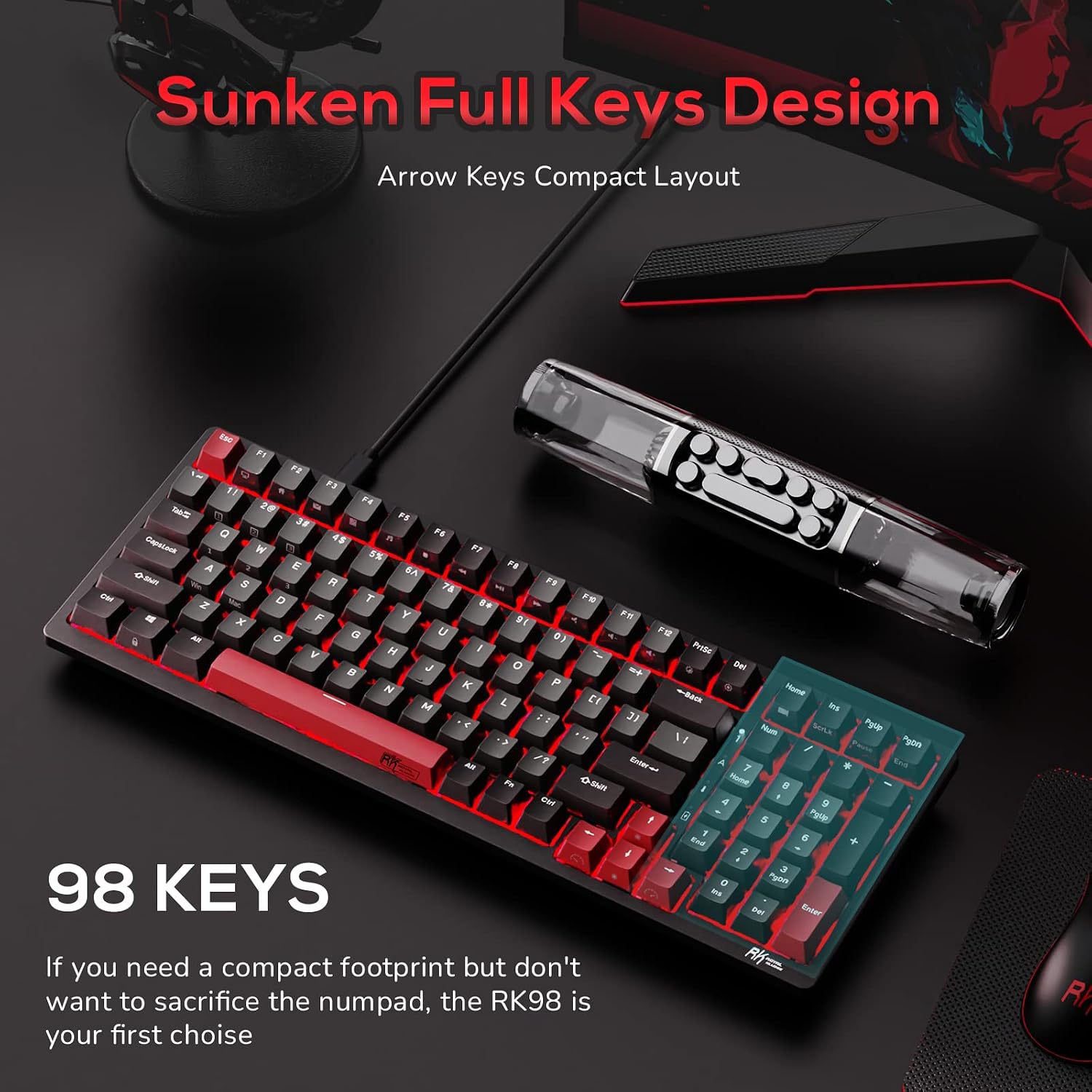 TECLADO MECÁNICO RK ROYAL KLUDGE RK98 INALÁMBRICO 100 TECLAS HOT SWAPPABLE - 2