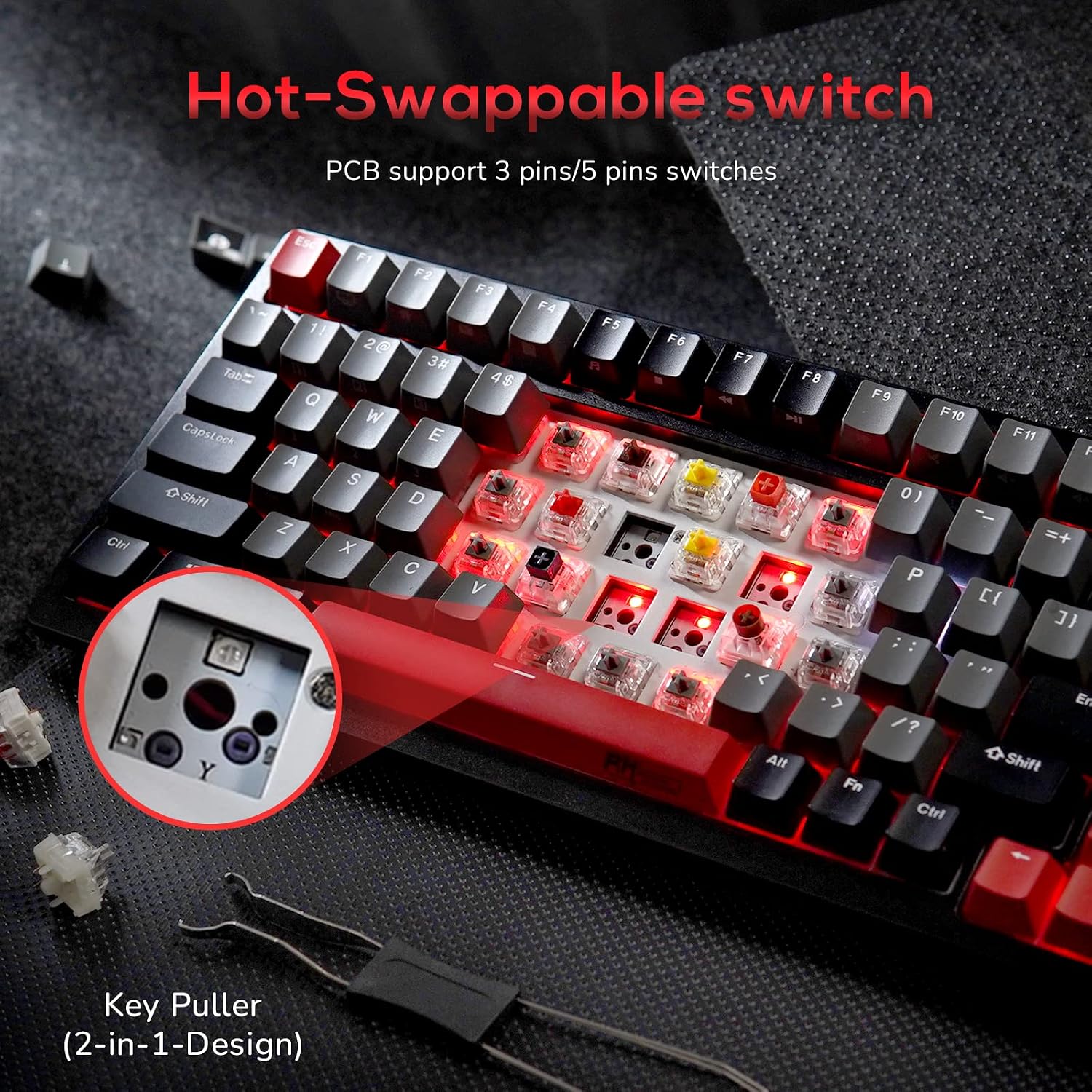 TECLADO MECÁNICO RK ROYAL KLUDGE RK98 INALÁMBRICO 100 TECLAS HOT SWAPPABLE - 4