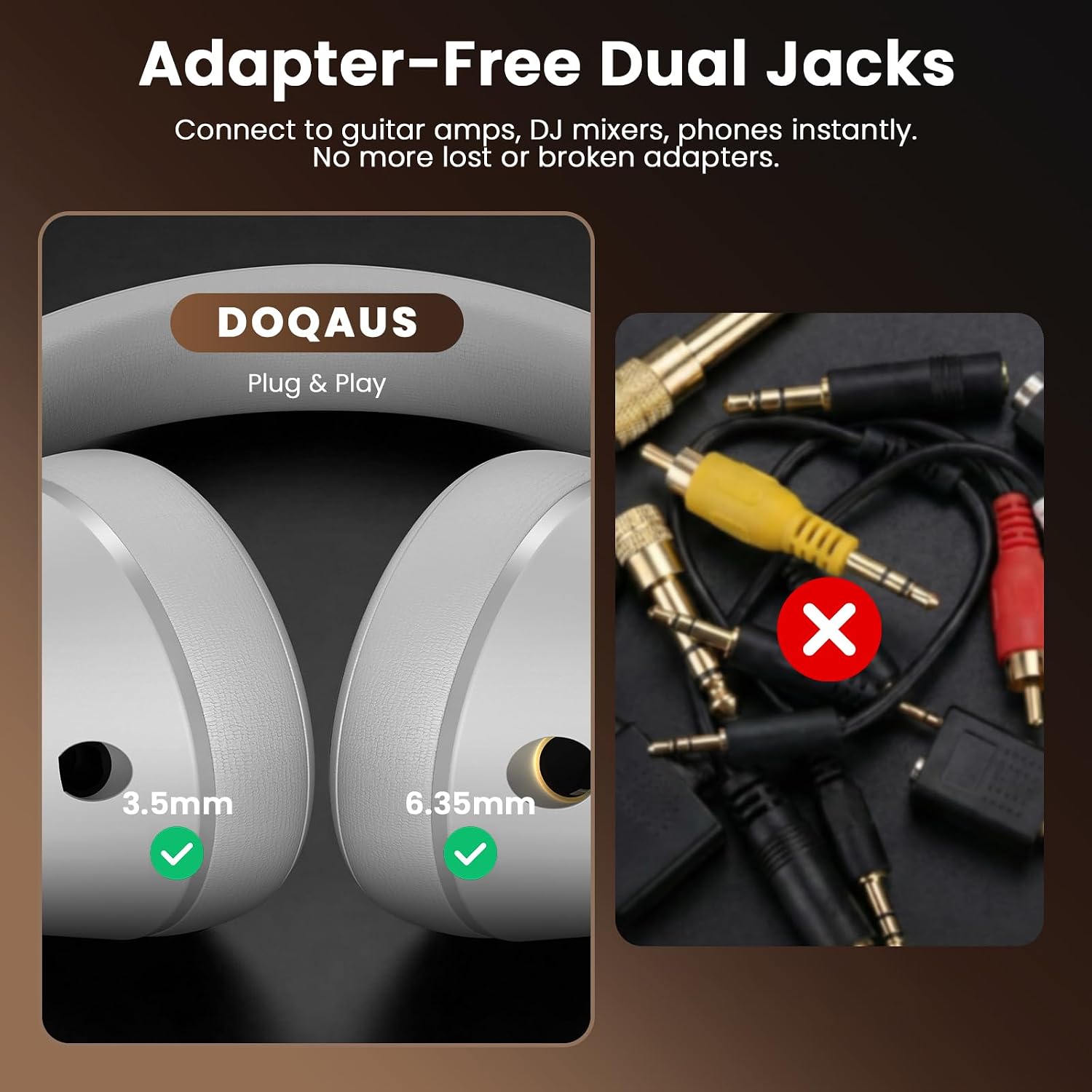 AUDÍFONOS DOQAUS DJ PROFESIONALES OVER-EAR CON DRIVERS DE 50MM Y DOBLE JACK - 3