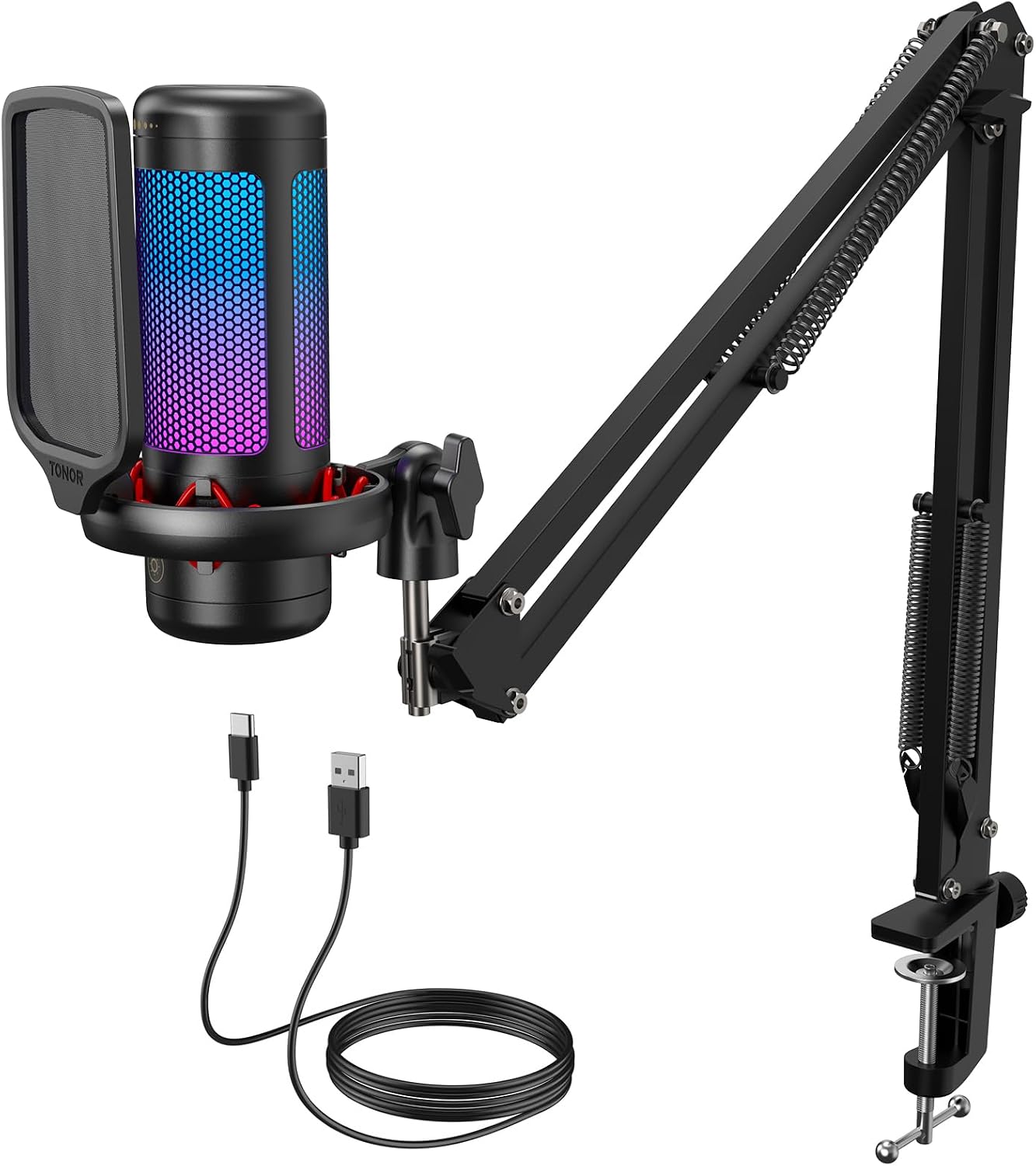 MICRÓFONO TONOR TC310+ CONDENSADOR USB CON BRAZO ARTICULADO, RGB Y CONTROL DE GANANCIA - 1