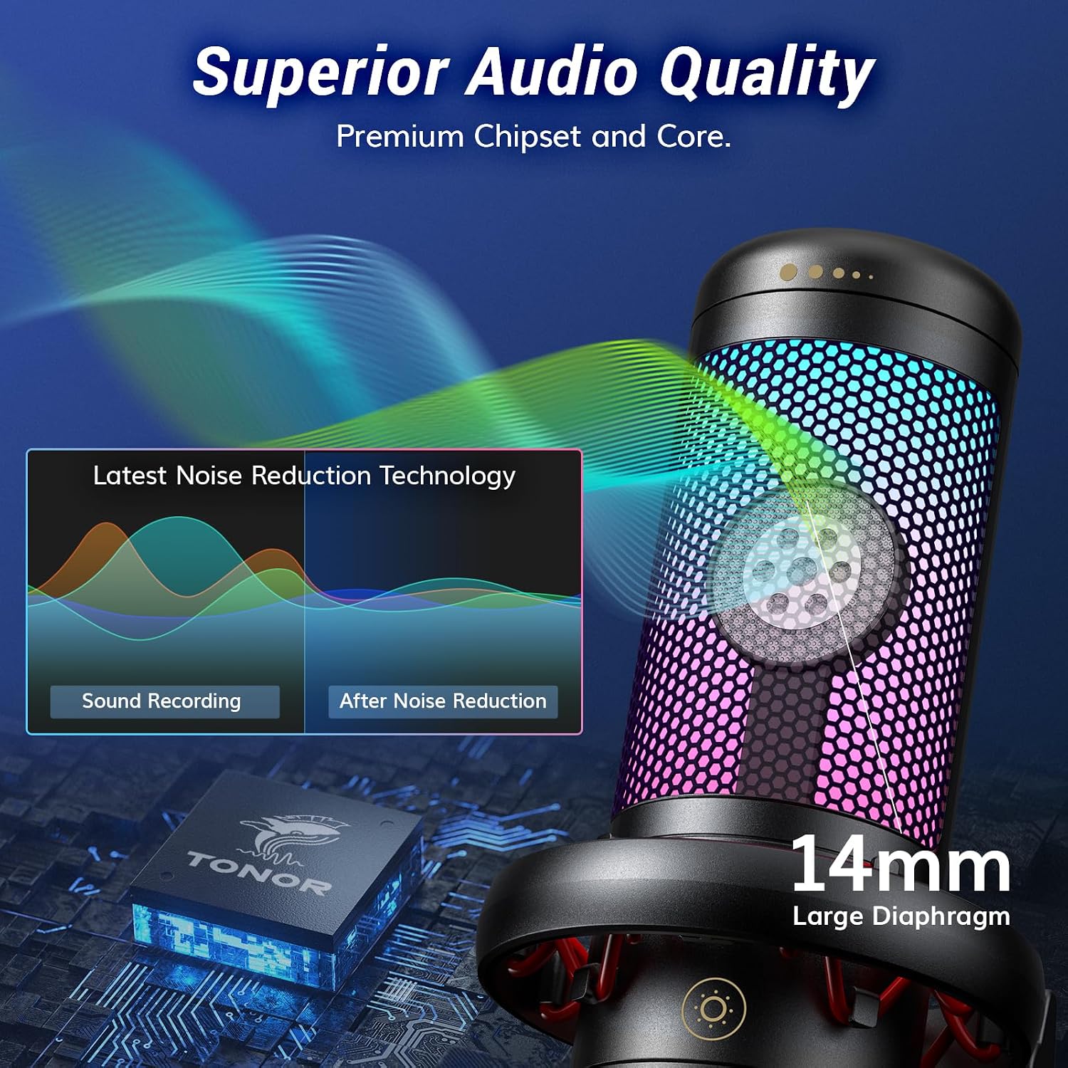 MICRÓFONO TONOR TC310+ CONDENSADOR USB CON BRAZO ARTICULADO, RGB Y CONTROL DE GANANCIA - 2