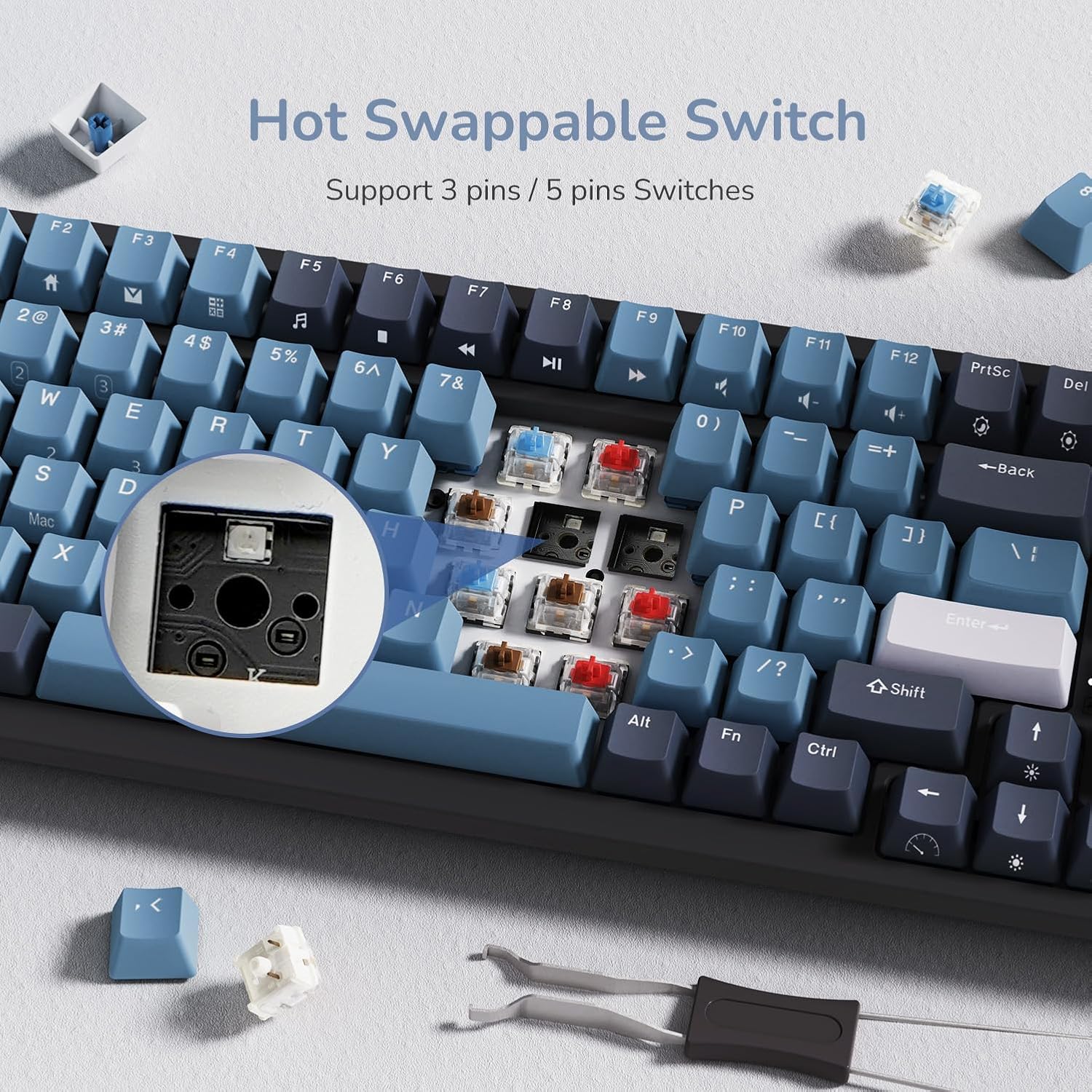 TECLADO MECÁNICO INALÁMBRICO RK ROYAL KLUDGE RK98 96% LAYOUT TRIPLE MODO - 4