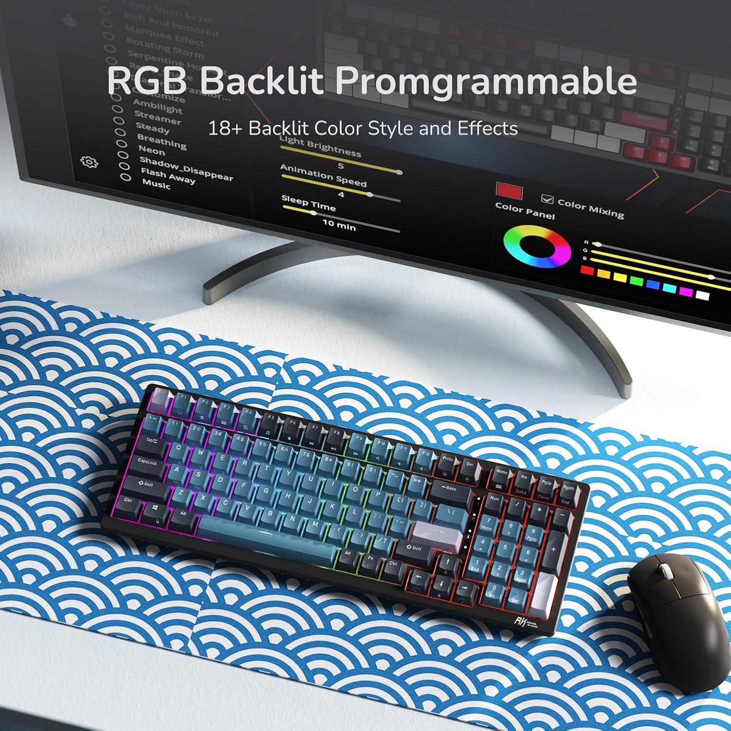 TECLADO MECÁNICO INALÁMBRICO RK ROYAL KLUDGE RK98 96% LAYOUT TRIPLE MODO - 5