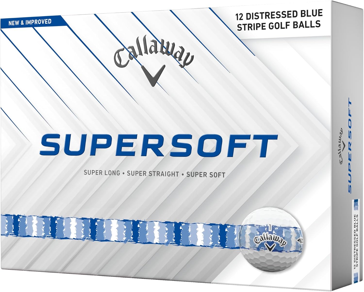 PELOTAS DE GOLF CALLAWAY SUPERSOFT 2025 DISTRESSED STRIPE AZUL, PACK DE 12 - 1