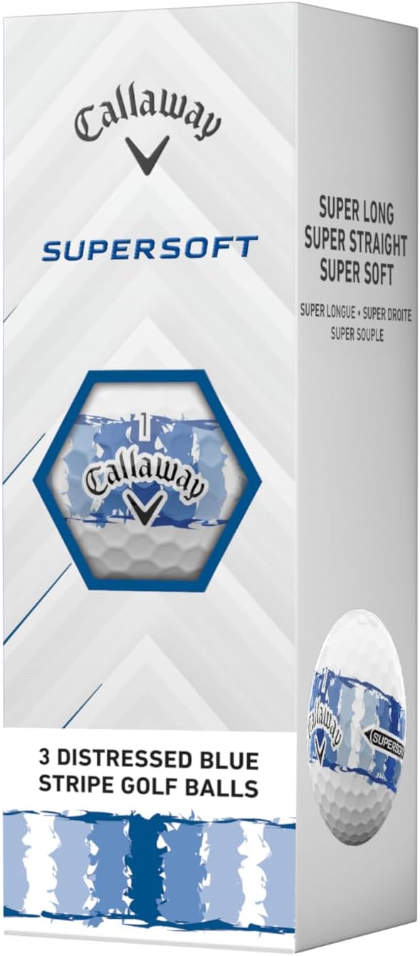 PELOTAS DE GOLF CALLAWAY SUPERSOFT 2025 DISTRESSED STRIPE AZUL, PACK DE 12 - 2