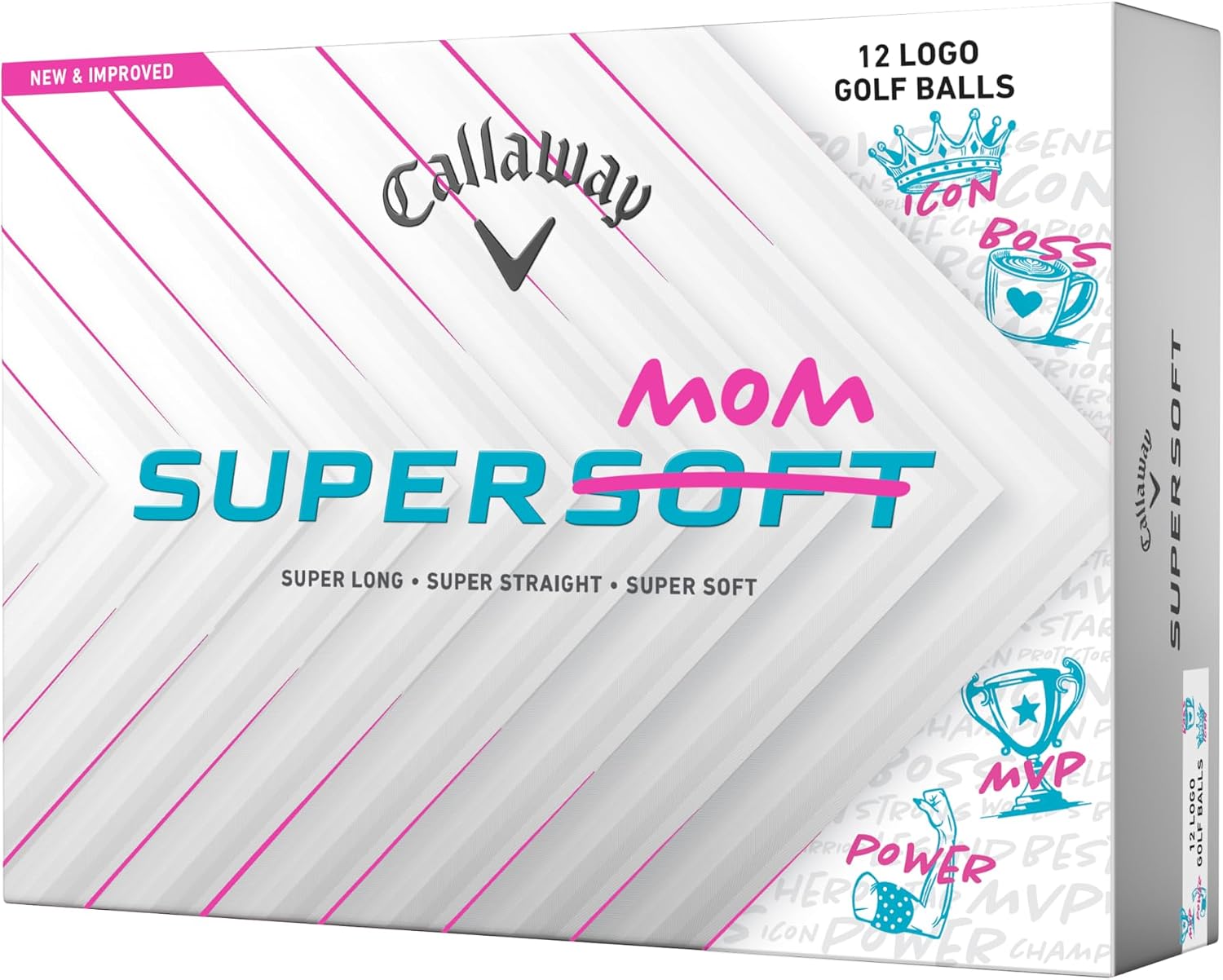 PELOTAS DE GOLF CALLAWAY SUPERSOFT 2025 EDICIÓN LIMITADA MOM, PAQUETE DE 12 - 1
