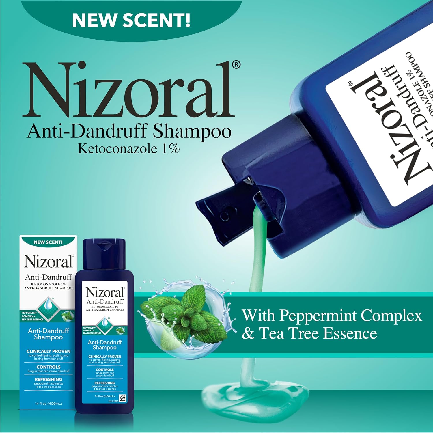 SHAMPOO ANTICASPA NIZORAL CON 1% KETOCONAZOL Y AROMA DE MENTA 414 ML - 2