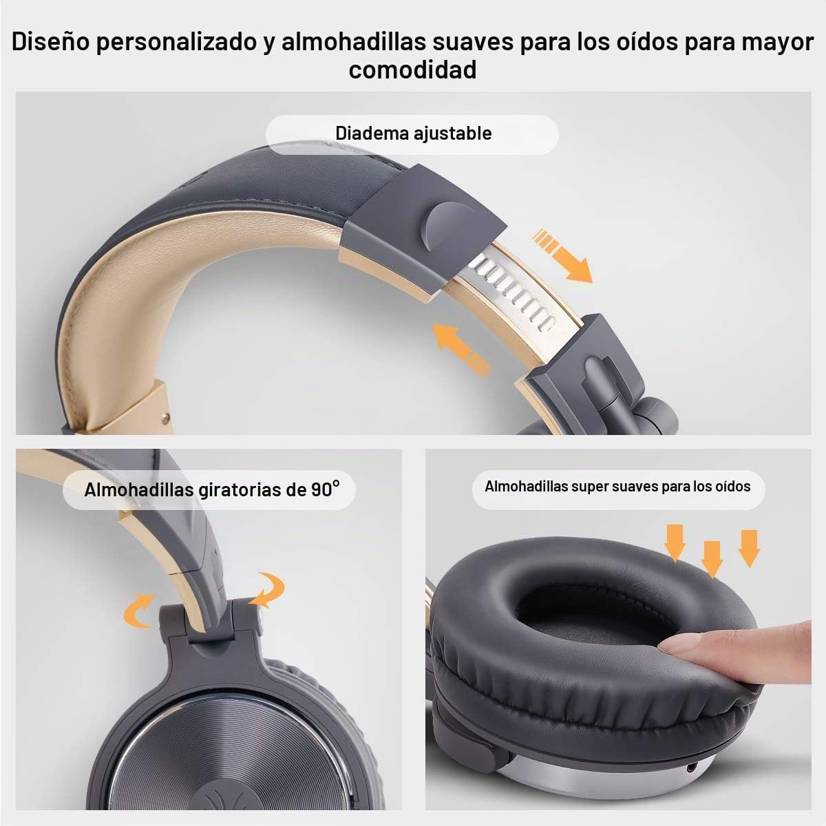AUDÍFONOS OVER-EAR ONEODIO PRO-10 DJ WIRED HI-RES GRIS - 5