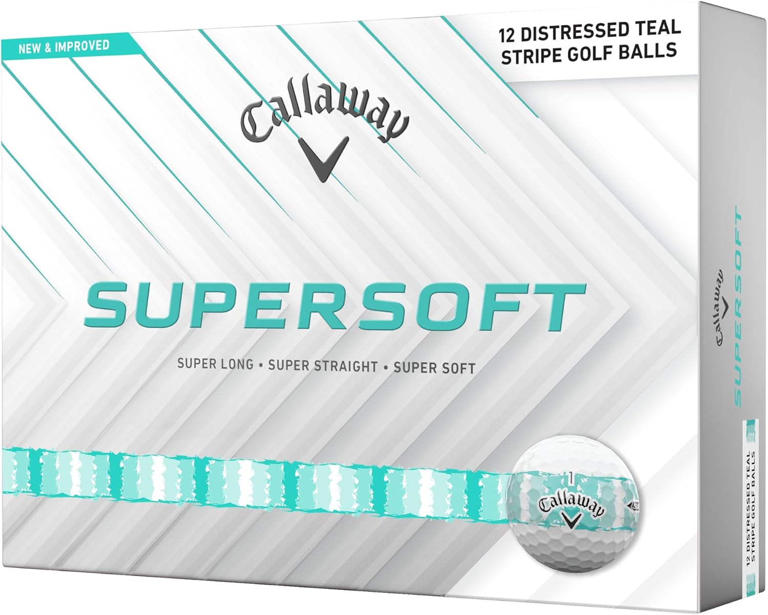 PELOTAS DE GOLF CALLAWAY SUPERSOFT 2025 DISTRESSED STRIPE TEAL, PACK DE 12 - 1