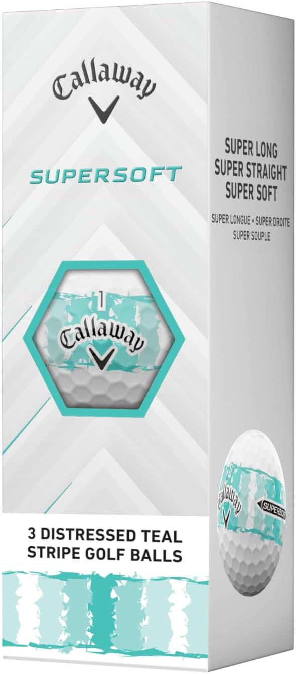 PELOTAS DE GOLF CALLAWAY SUPERSOFT 2025 DISTRESSED STRIPE TEAL, PACK DE 12 - 2