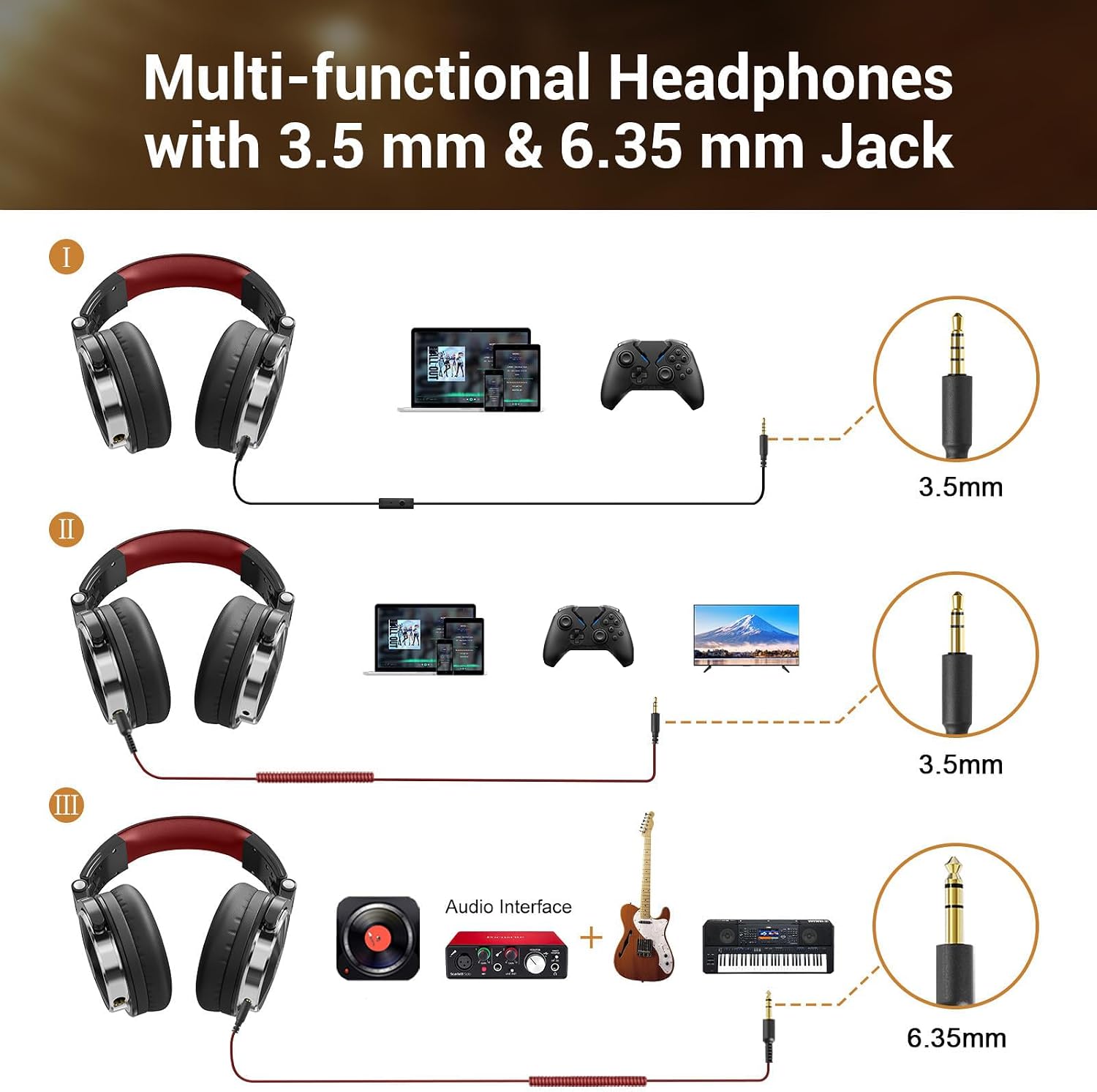 AUDÍFONOS ONEODIO STUDIO PRO-10 DJ OVER-EAR ROJO - 4