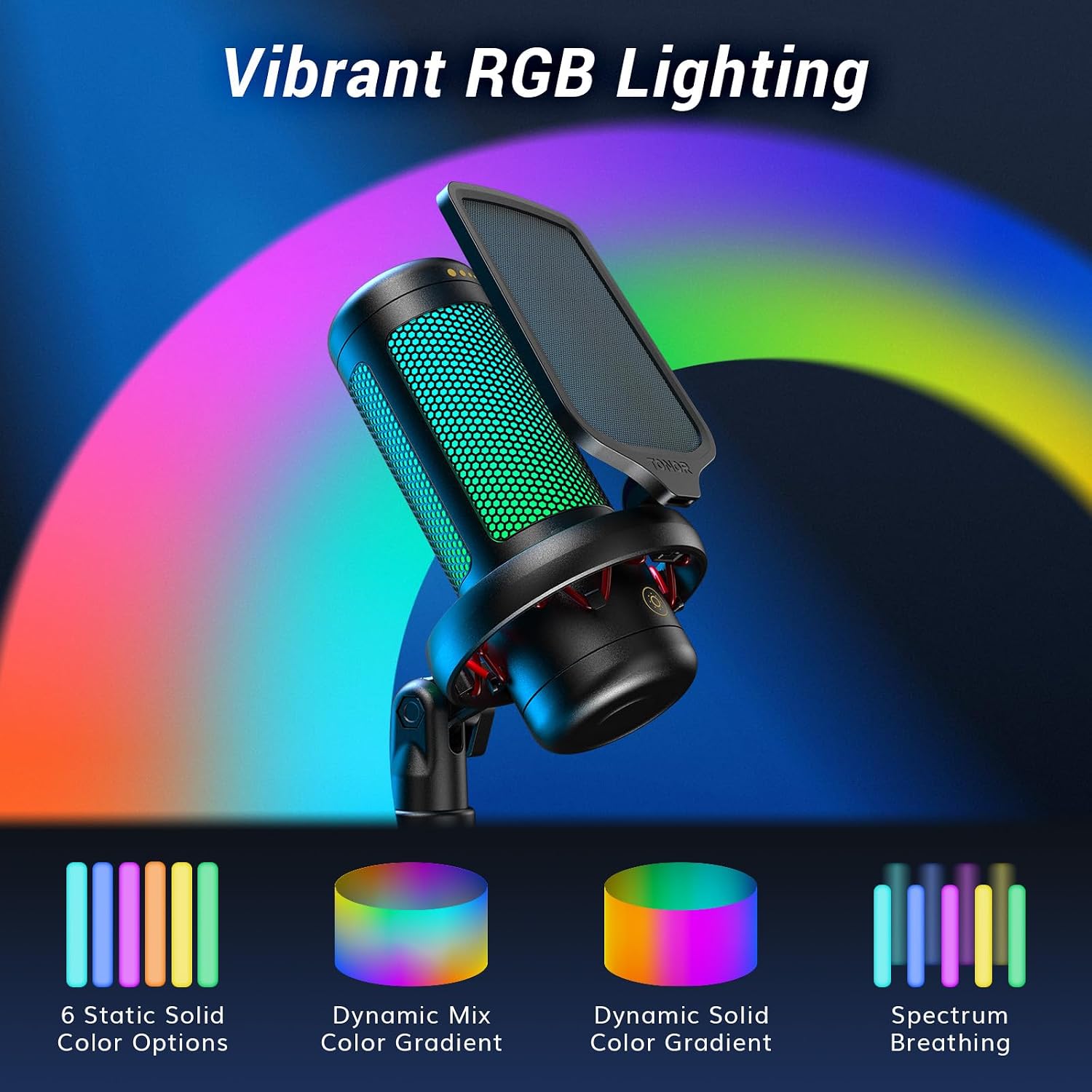 MICRÓFONO TONOR TC310 CONDENSADOR USB CON RGB PARA GAMING - 3