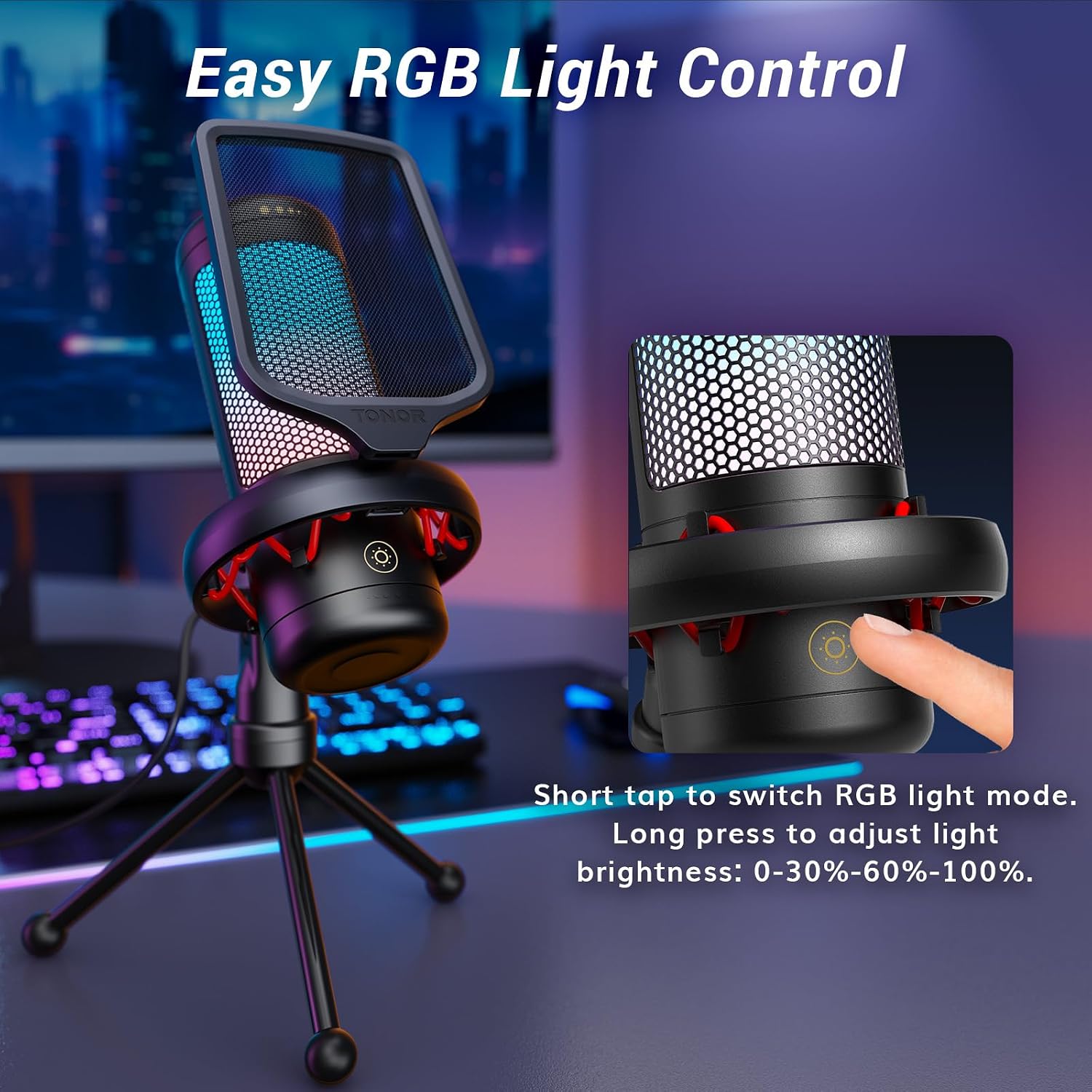 MICRÓFONO TONOR TC310 CONDENSADOR USB CON RGB PARA GAMING - 4