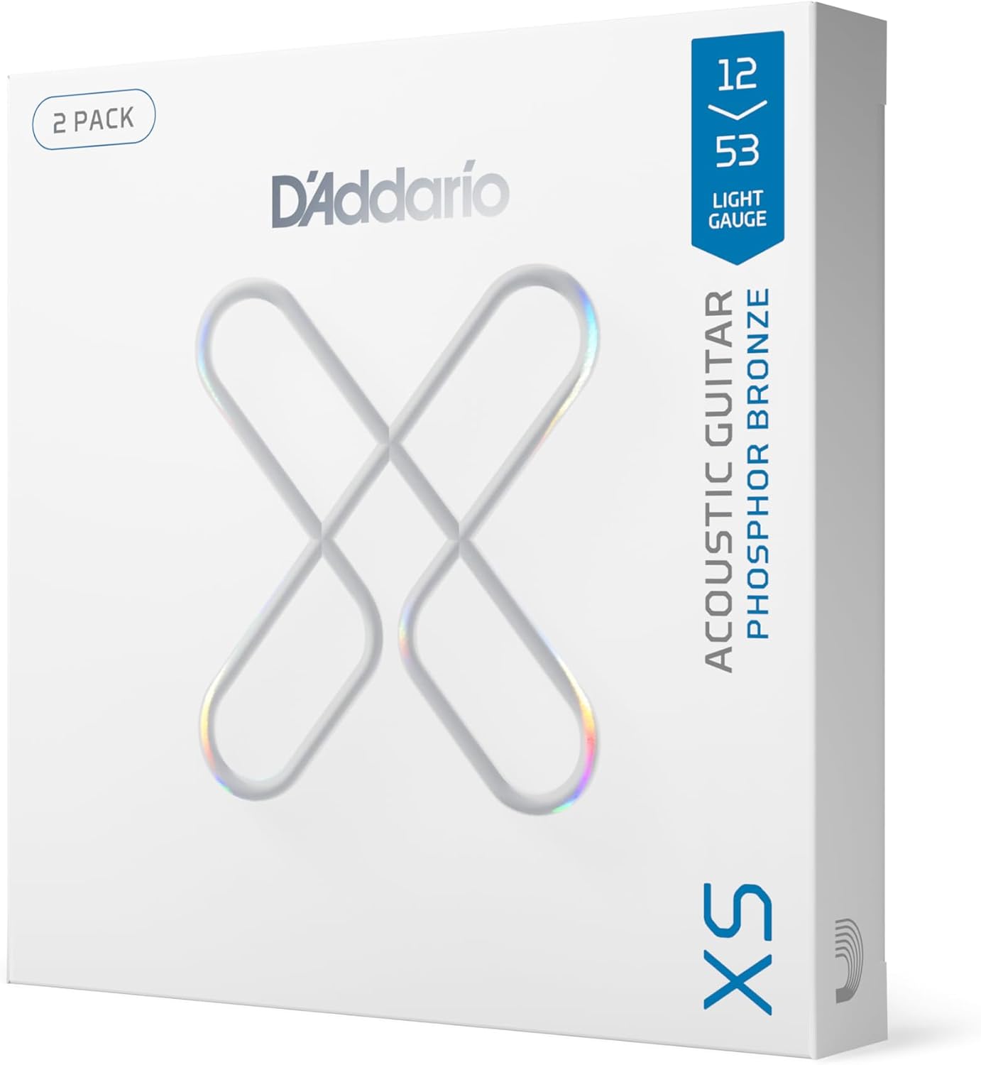 CUERDAS PARA GUITARRA ACÚSTICA D'ADDARIO XS PHOSPHOR BRONZE 12-53, 2 JUEGOS - 1