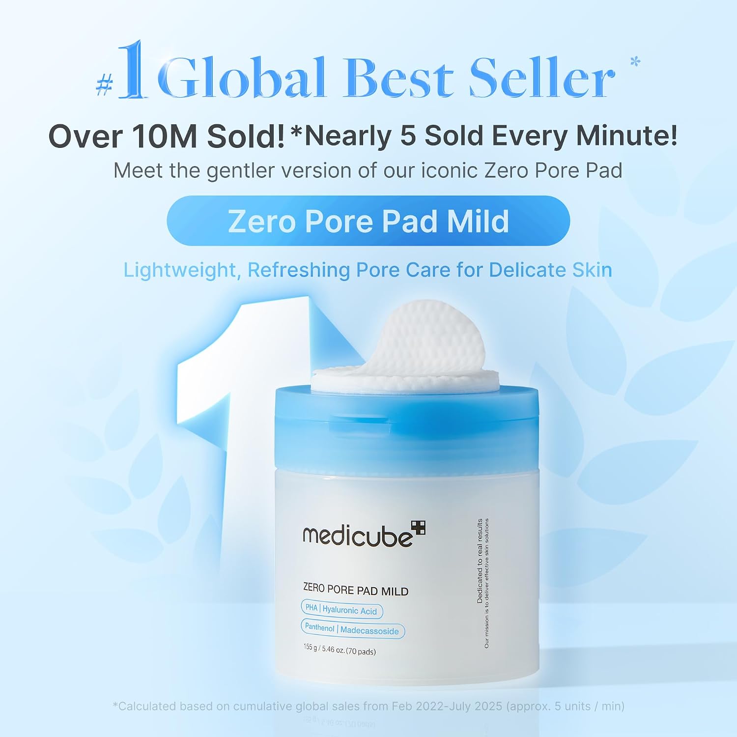 TÓNICO EN DISCOS MEDICUBE ZERO PORE PAD MILD 2.0 EXFOLIANTE SUAVE - 2