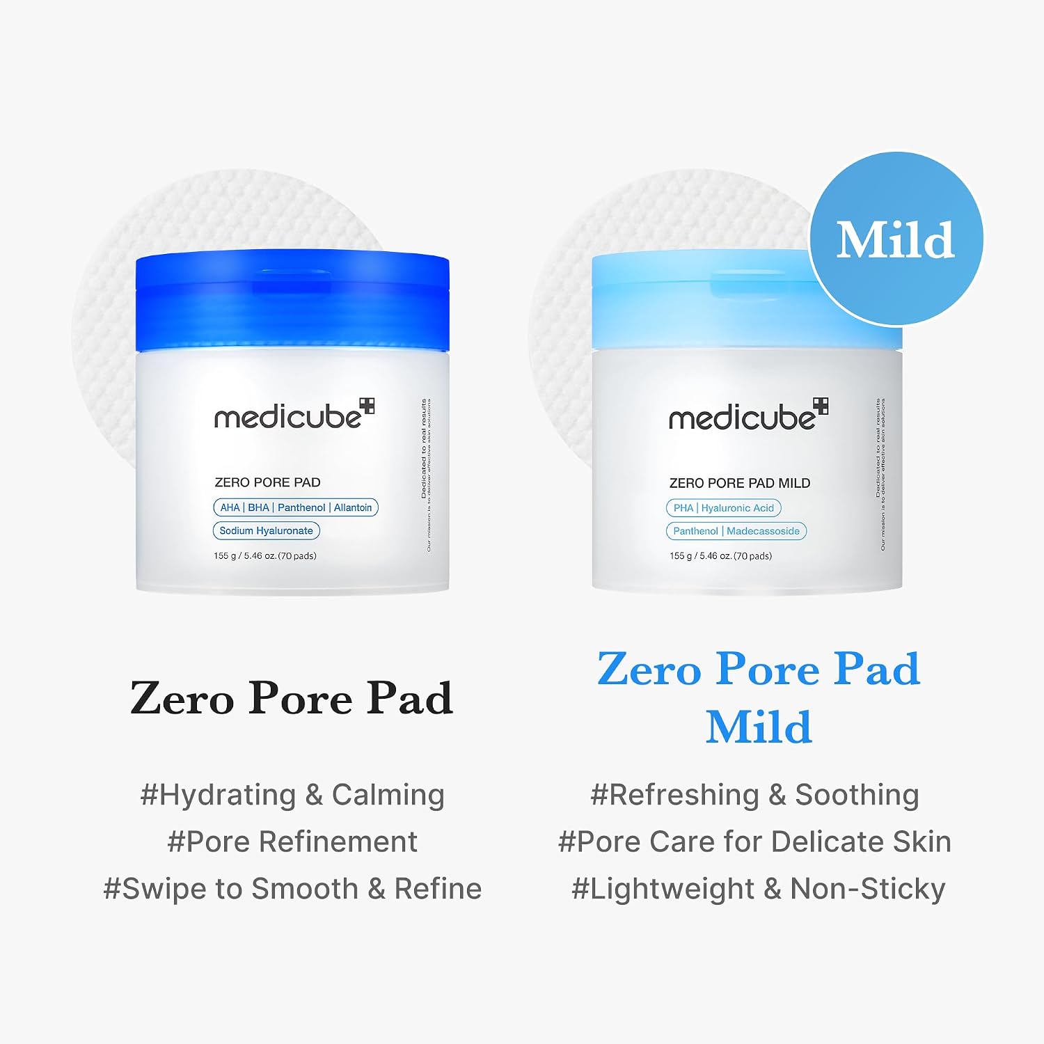 TÓNICO EN DISCOS MEDICUBE ZERO PORE PAD MILD 2.0 EXFOLIANTE SUAVE - 3