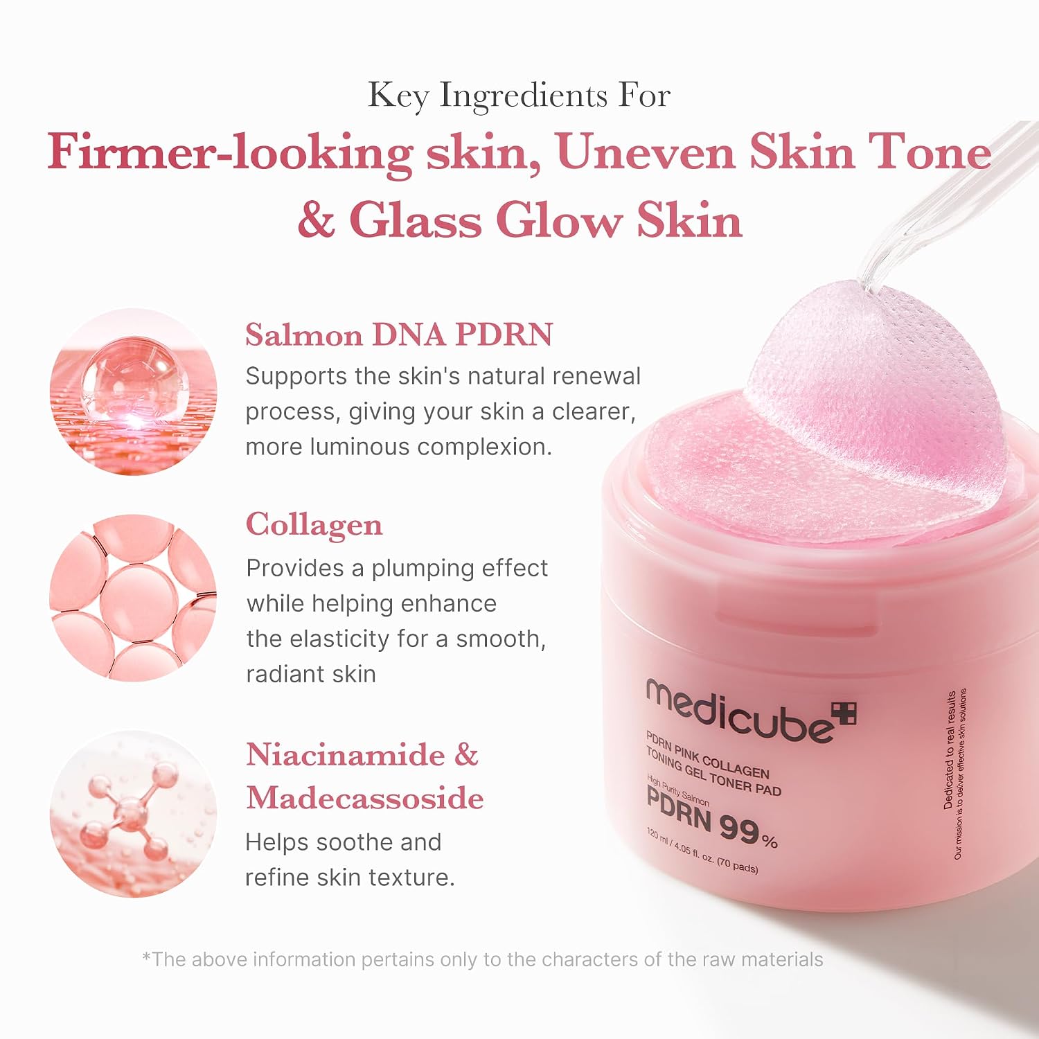 TÓNICO EN DISCOS MEDICUBE SALMON DNA PDRN COLÁGENO ROSA CALMANTE - 4