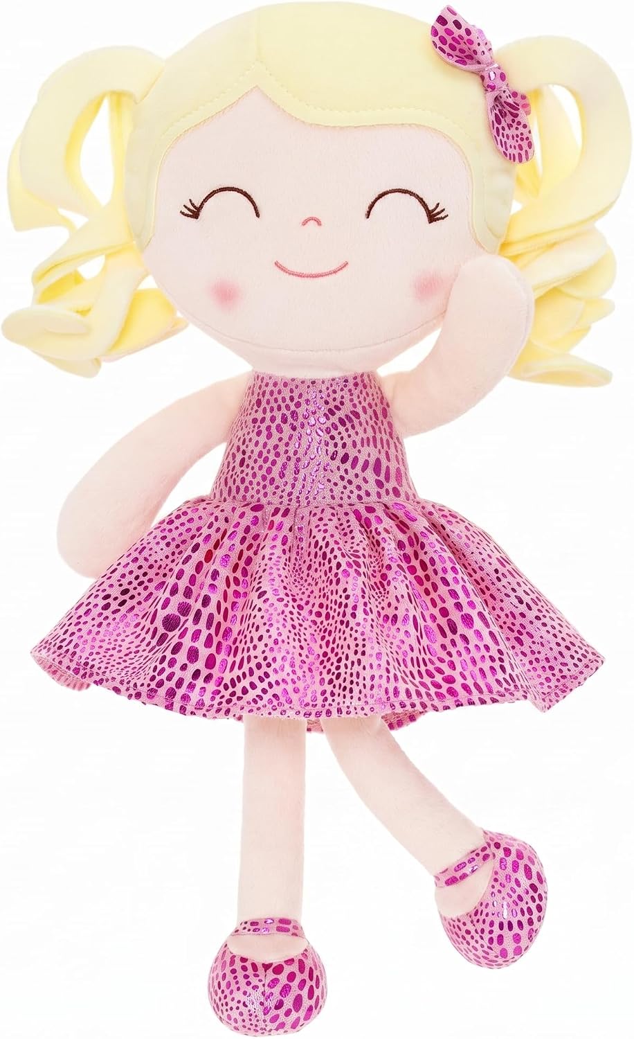 PELUCHE GLOVELEYA MUÑECA SUAVE VESTIDO ROSA BRILLANTE 12 PULGADAS - 1