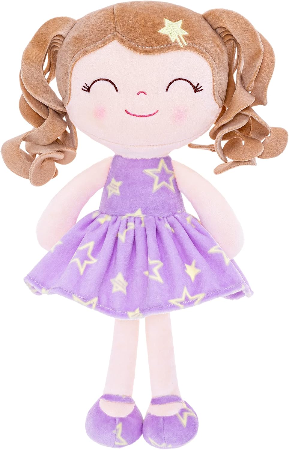 MUÑECA GLOVELEYA BEBÉ SUAVE SERIE GALAXY VESTIDO PÚRPURA CON ESTRELLAS 12 PULGADAS - 1