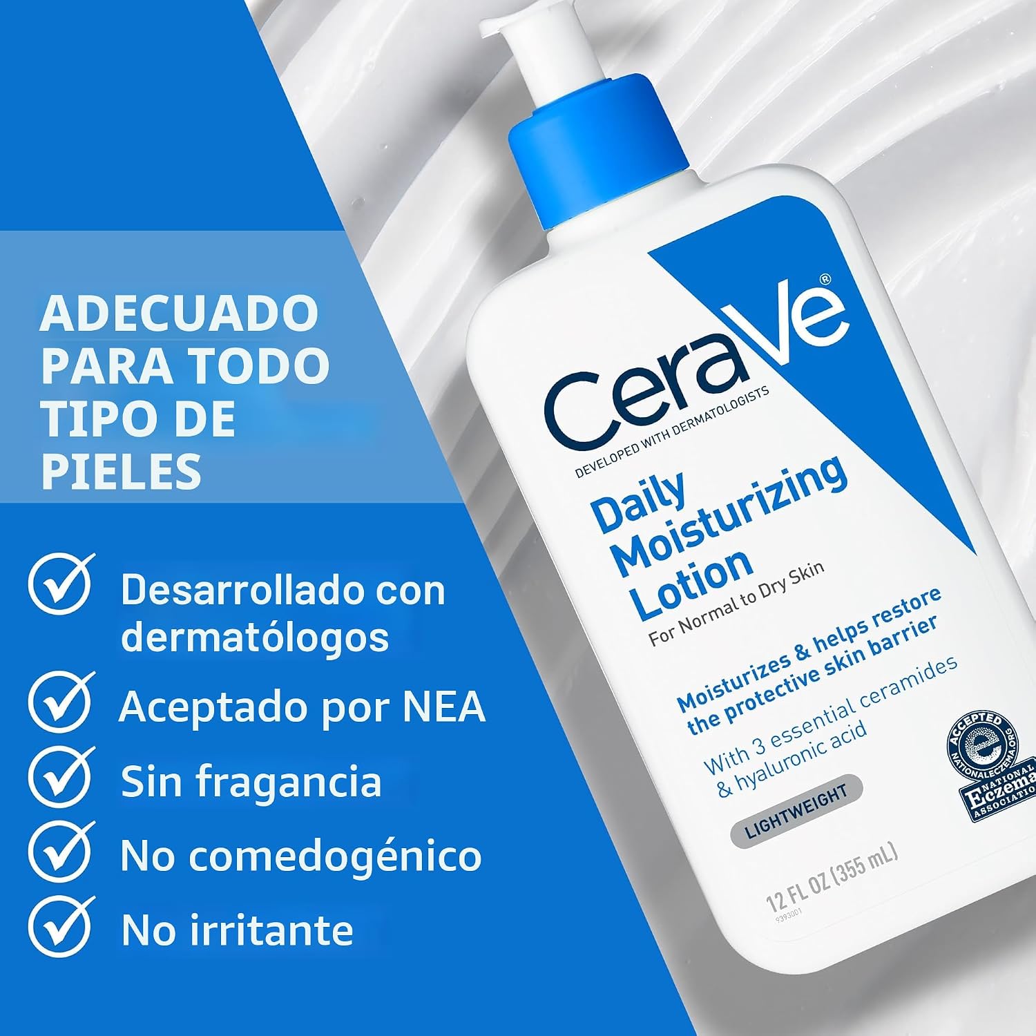 LOCIÓN HIDRATANTE DIARIA CERAVE PARA ROSTRO Y CUERPO 12 OZ - 5