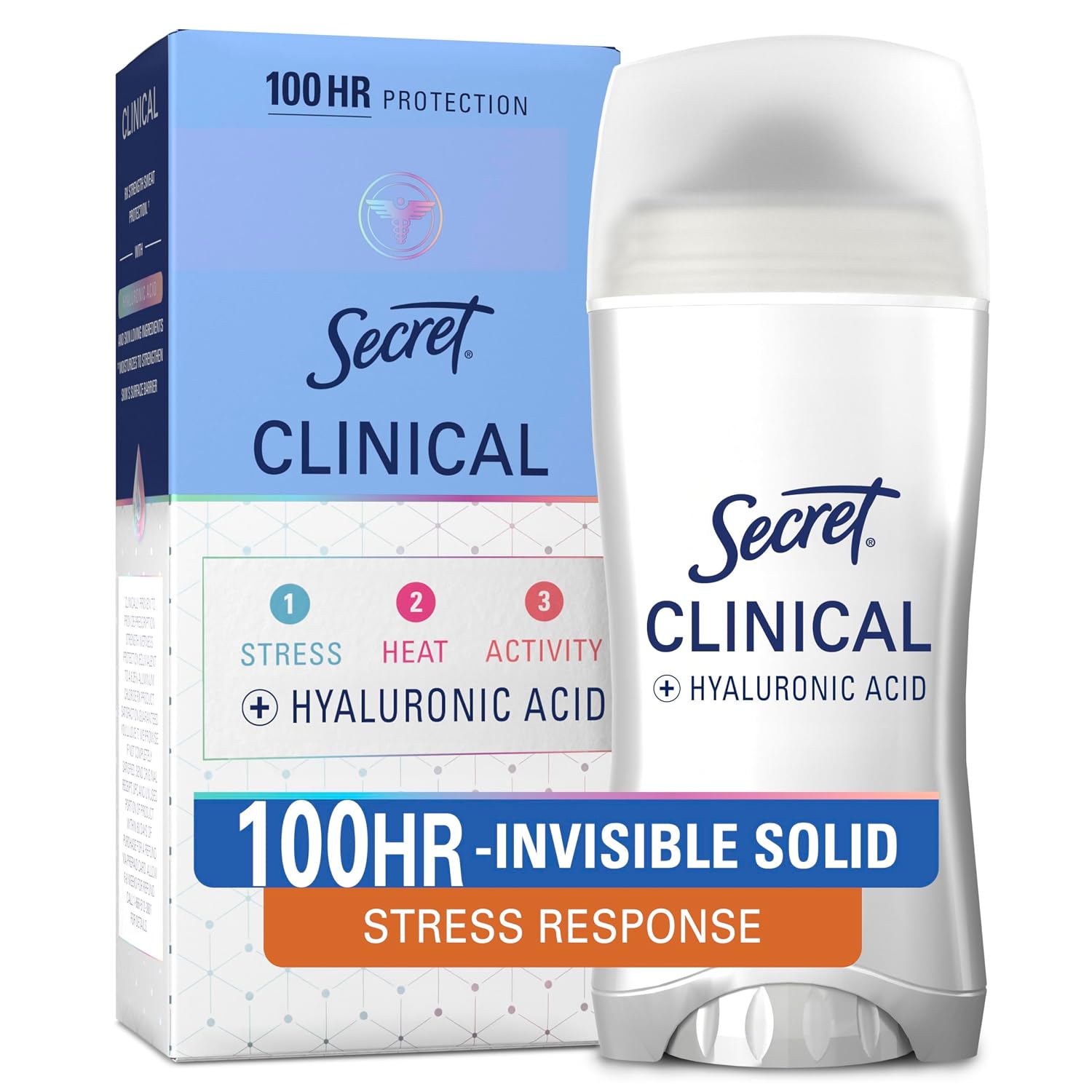 DESODORANTE ANTITRANSPIRANTE SECRET CLINICAL STRENGTH 100HR PARA MUJER, SÓLIDO INVISIBLE, 73.9G - 1