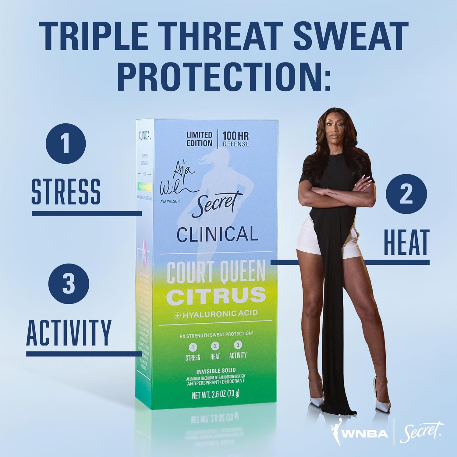 DESODORANTE ANTITRANSPIRANTE SECRET CLINICAL STRENGTH 100HR DEFENSE INVISIBLE SOLID PARA MUJER COURT QUEEN CITRUS 2.6 OZ - 2
