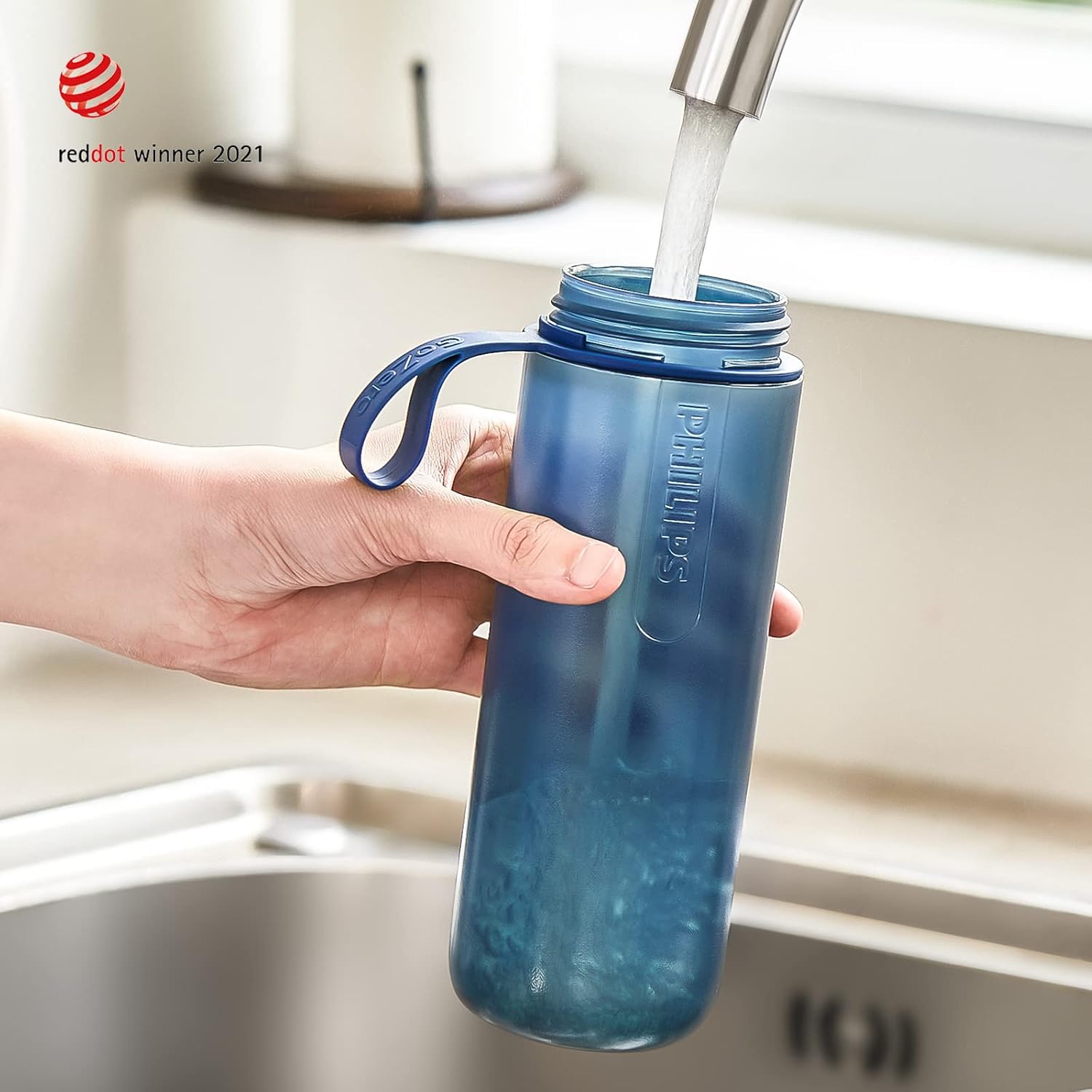 BOTELLA DE AGUA PHILIPS GOZERO ACTIVE CON FILTRO DEPORTIVO 20 OZ AZUL - 2