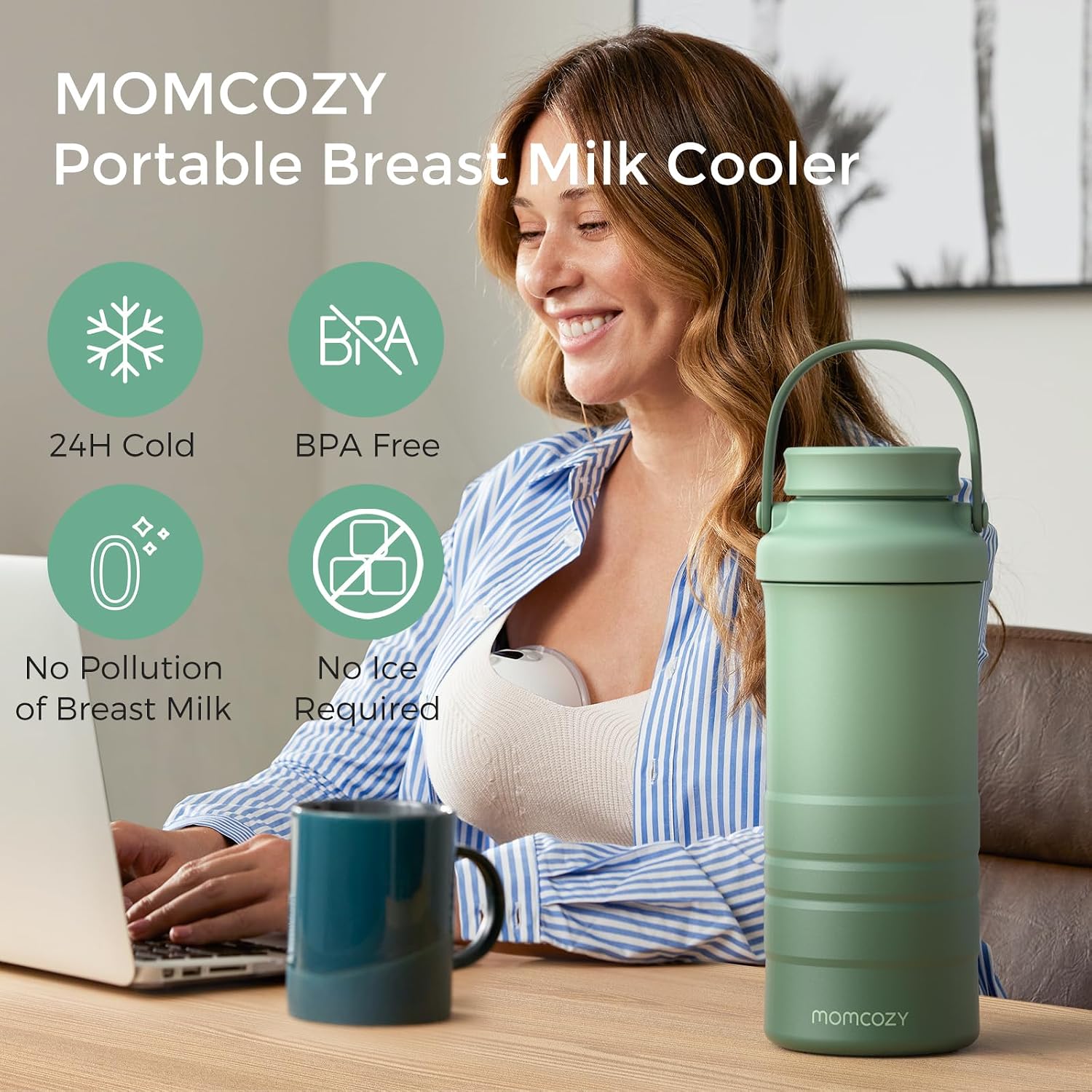 CONTENEDOR PORTÁTIL PARA LECHE MATERNA MOMCOZY 22OZ CON ENFRIAMIENTO 24 HORAS - 2