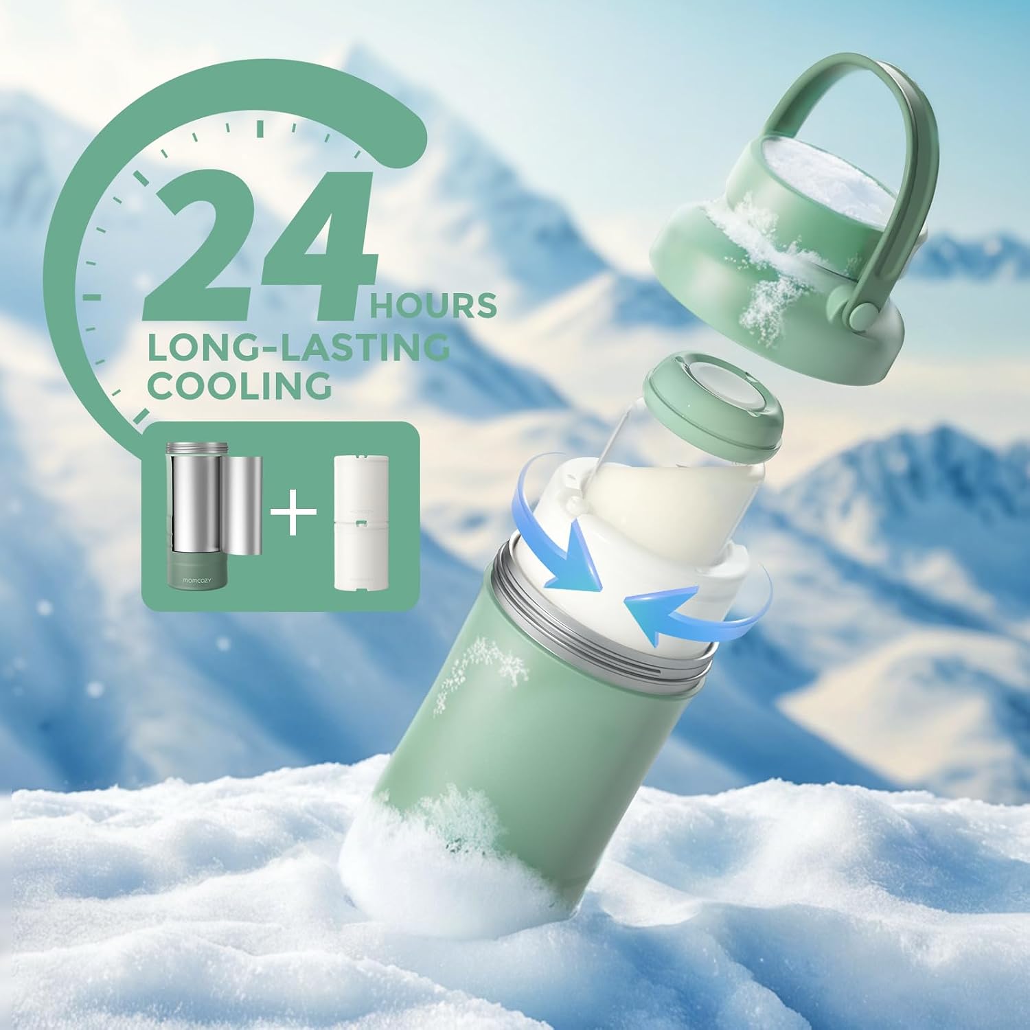 CONTENEDOR PORTÁTIL PARA LECHE MATERNA MOMCOZY 22OZ CON ENFRIAMIENTO 24 HORAS - 3