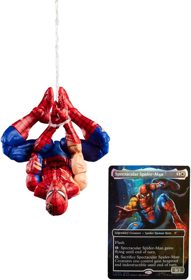 FIGURA DE ACCIÓN SPIDER-MAN BATTLE-DAMAGED MARVEL LEGENDS SERIES 6 PULGADAS CON TARJETA MAGIC: THE GATHERING - 1