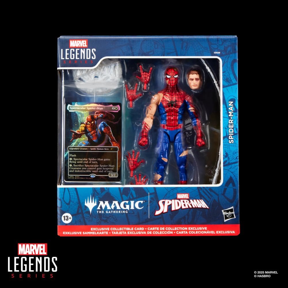 FIGURA DE ACCIÓN SPIDER-MAN BATTLE-DAMAGED MARVEL LEGENDS SERIES 6 PULGADAS CON TARJETA MAGIC: THE GATHERING - 2