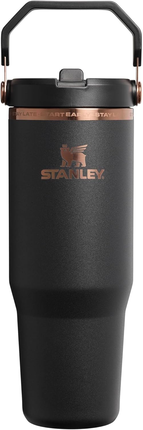BOTELLA TÉRMICA STANLEY X ICEFLOW 2.0 FLIP STRAW TUMBLER 30 OZ CON ASA MESSI GOAT BLACK - 1