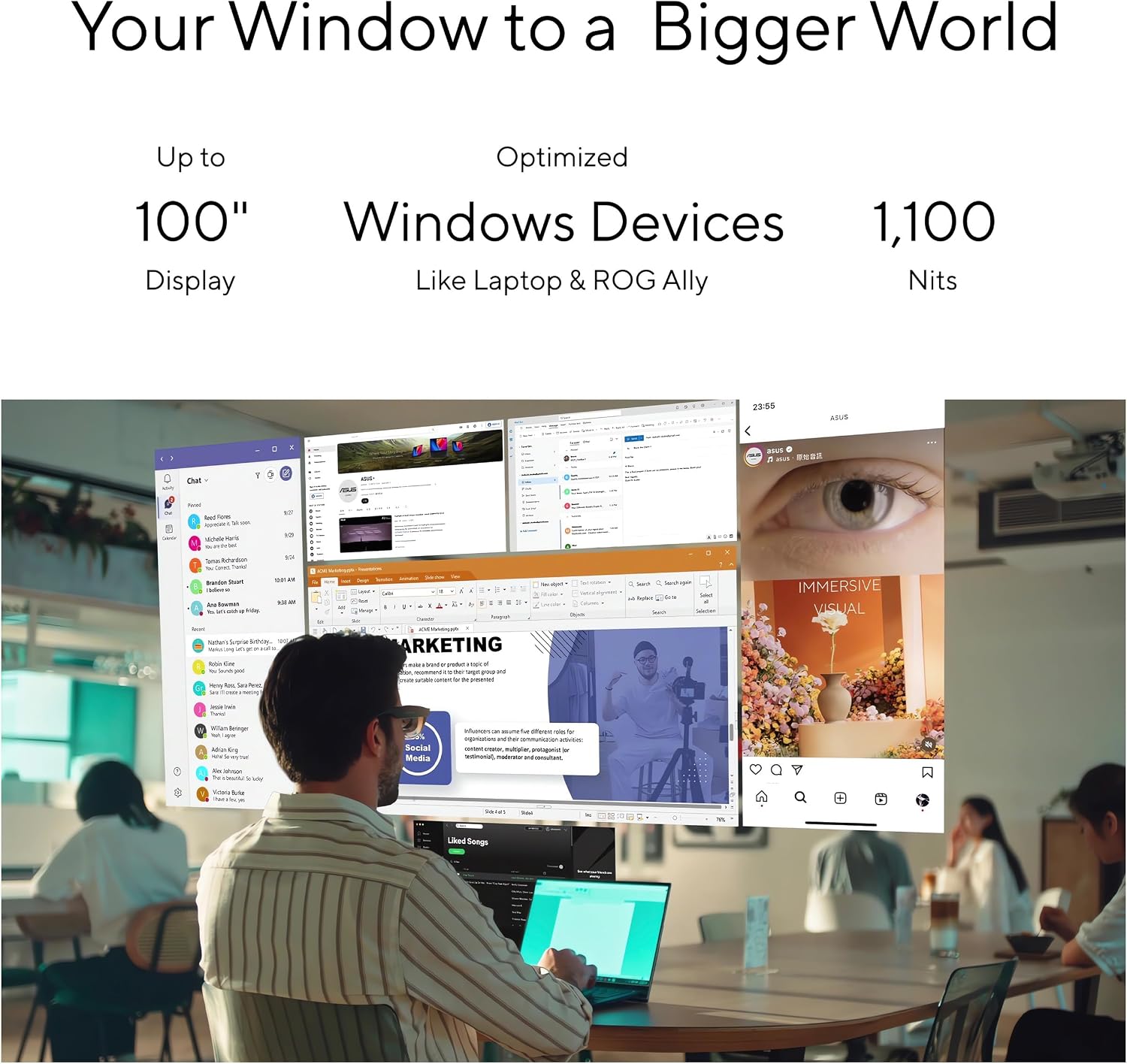 GAFAS INTELIGENTES ASUS AIRVISION M1 CON PANTALLA MICRO-OLED DE 100 PULGADAS - 2