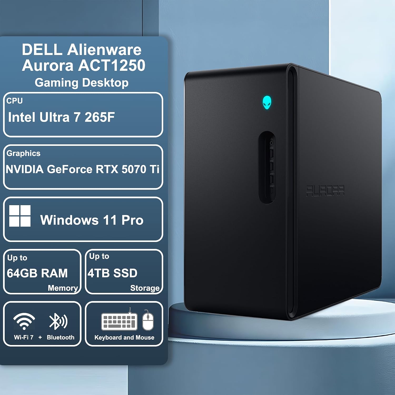 COMPUTADORA DE ESCRITORIO DELL ALIENWARE AURORA ACT1250 INTEL ULTRA 7 265F 64GB RAM 2TB SSD RTX 5070 TI - 2