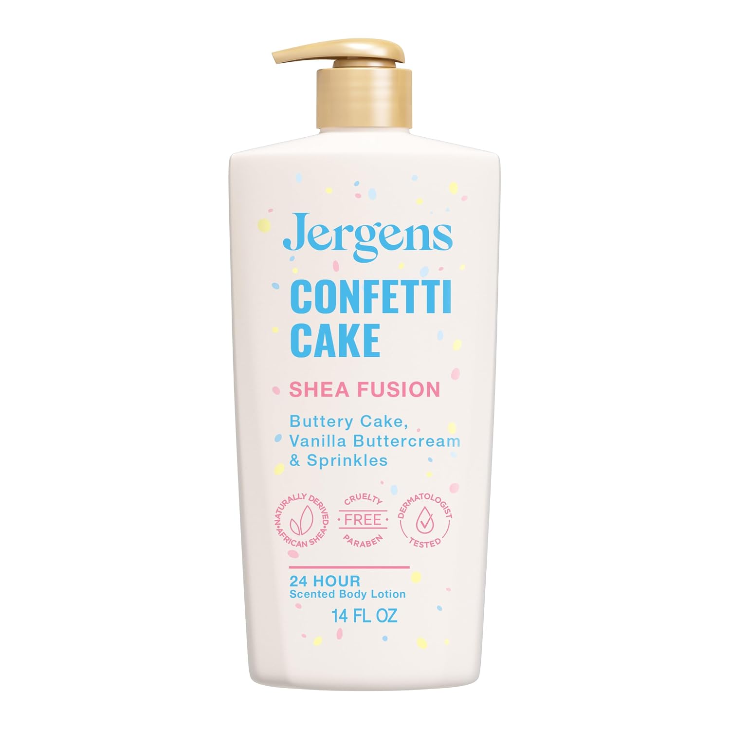 LOCIÓN CORPORAL JERGENS SHEA FUSION CONFETTI CAKE 14 FL OZ - 1