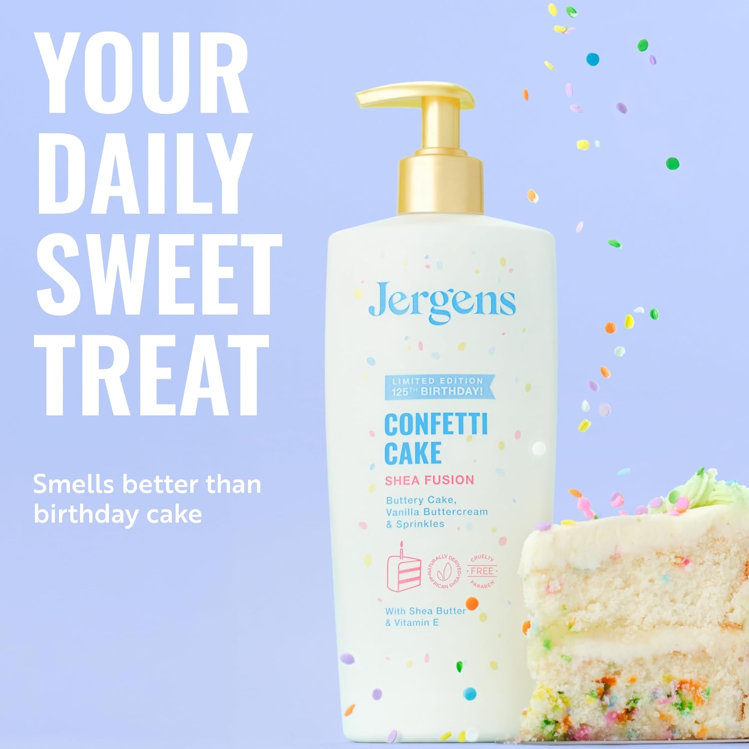 LOCIÓN CORPORAL JERGENS SHEA FUSION CONFETTI CAKE 14 FL OZ - 4