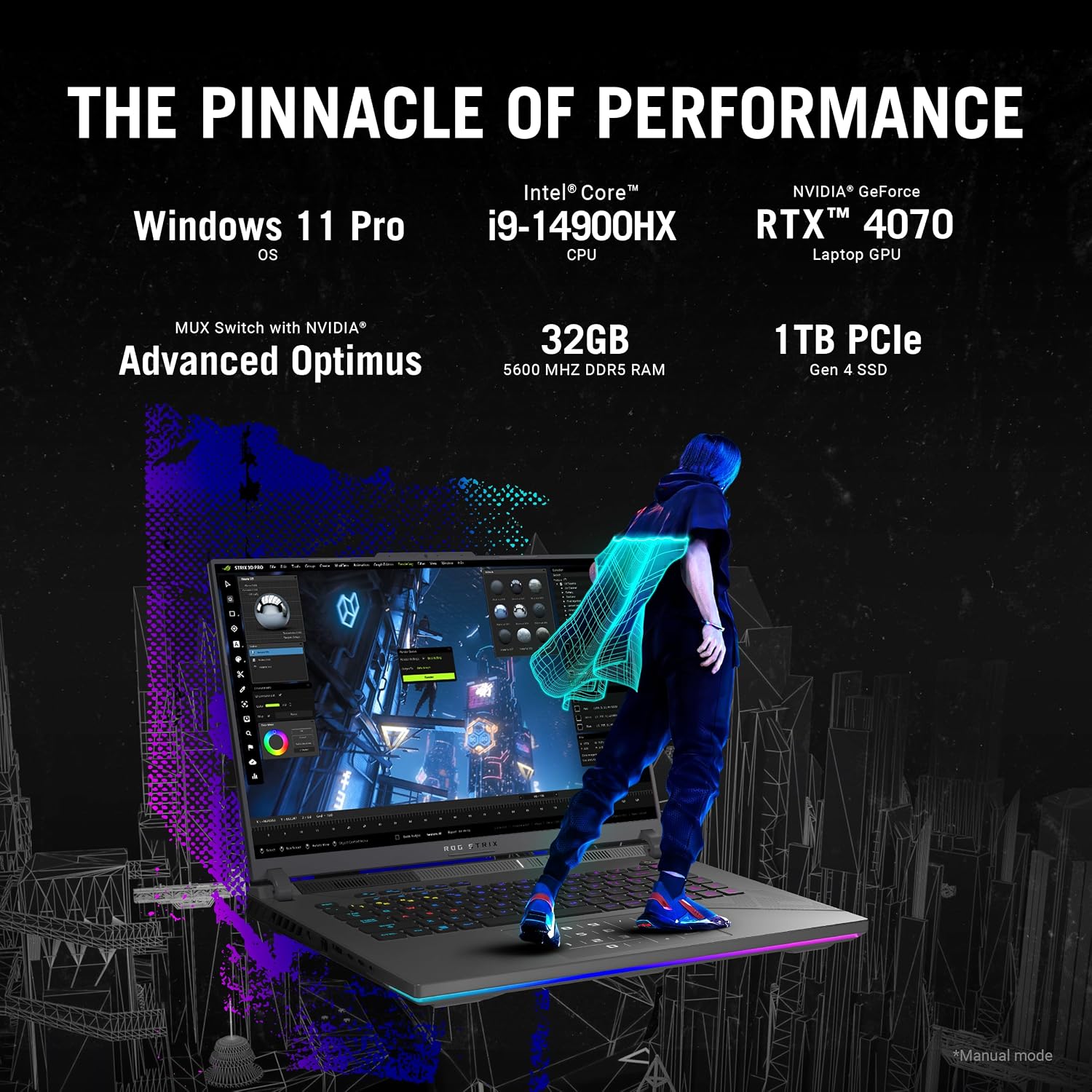LAPTOP GAMING ASUS ROG STRIX G16 2024 INTEL CORE I9-14900HX RTX 4070 32GB DDR5 1TB SSD 16 PULGADAS QHD 240HZ - 2