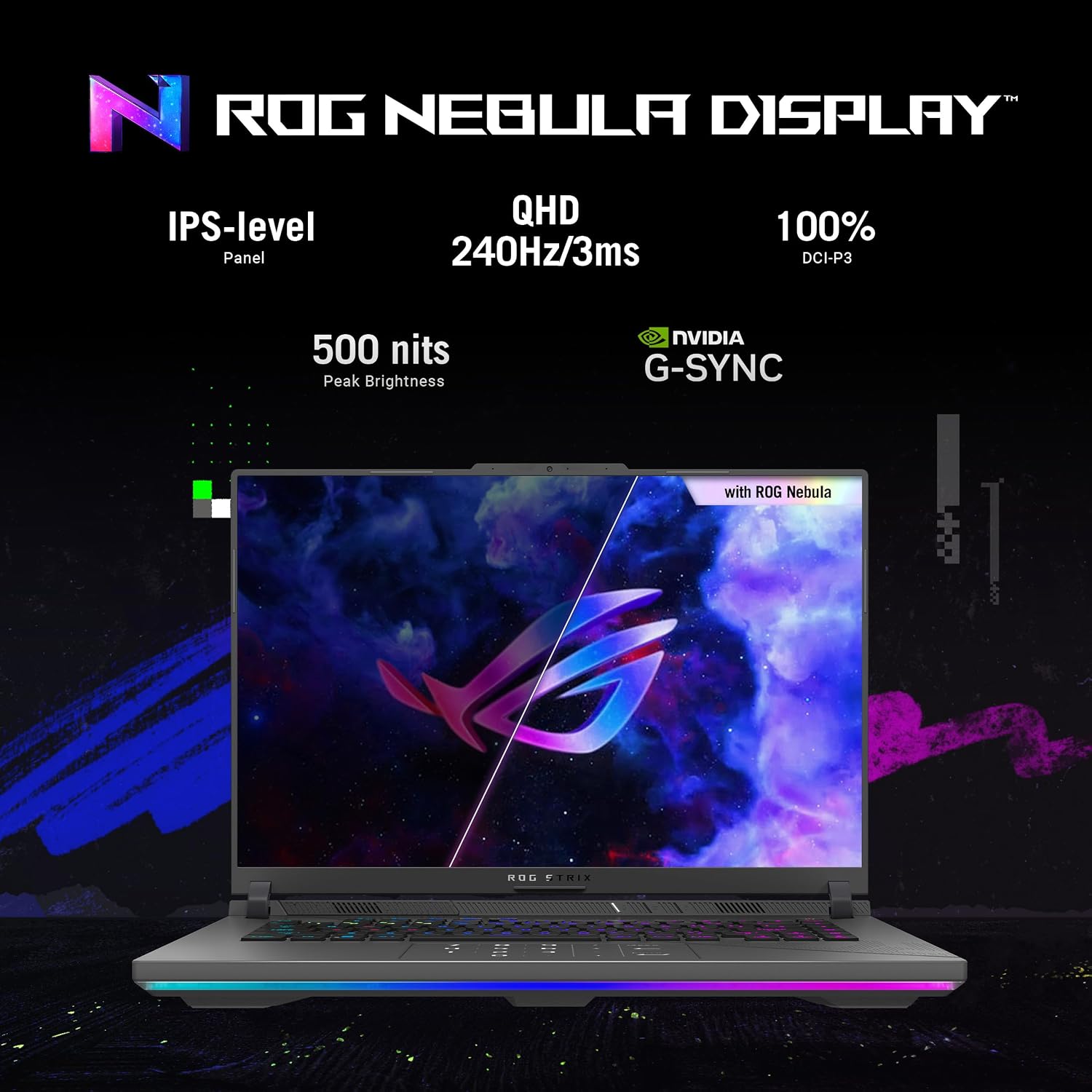 LAPTOP GAMING ASUS ROG STRIX G16 2024 INTEL CORE I9-14900HX RTX 4070 32GB DDR5 1TB SSD 16 PULGADAS QHD 240HZ - 3