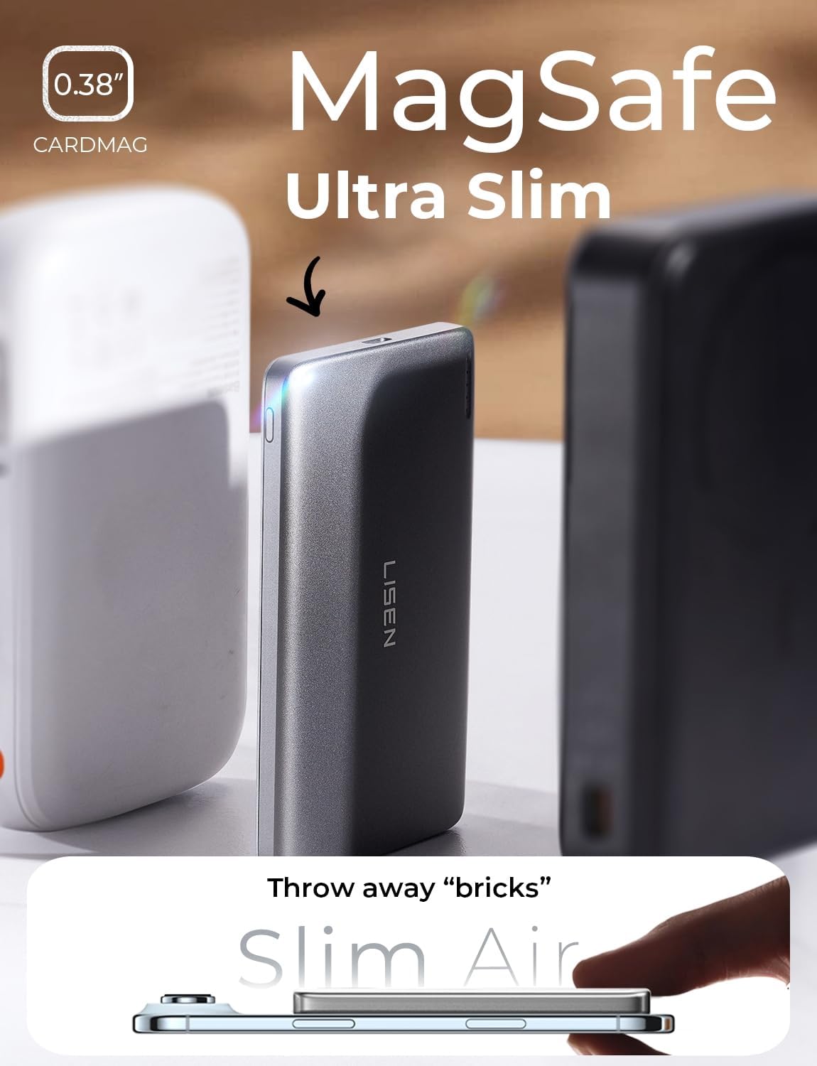 BATERÍA EXTERNA LISEN MAGSAFE 5000MAH ULTRA SLIM PARA IPHONE - 3