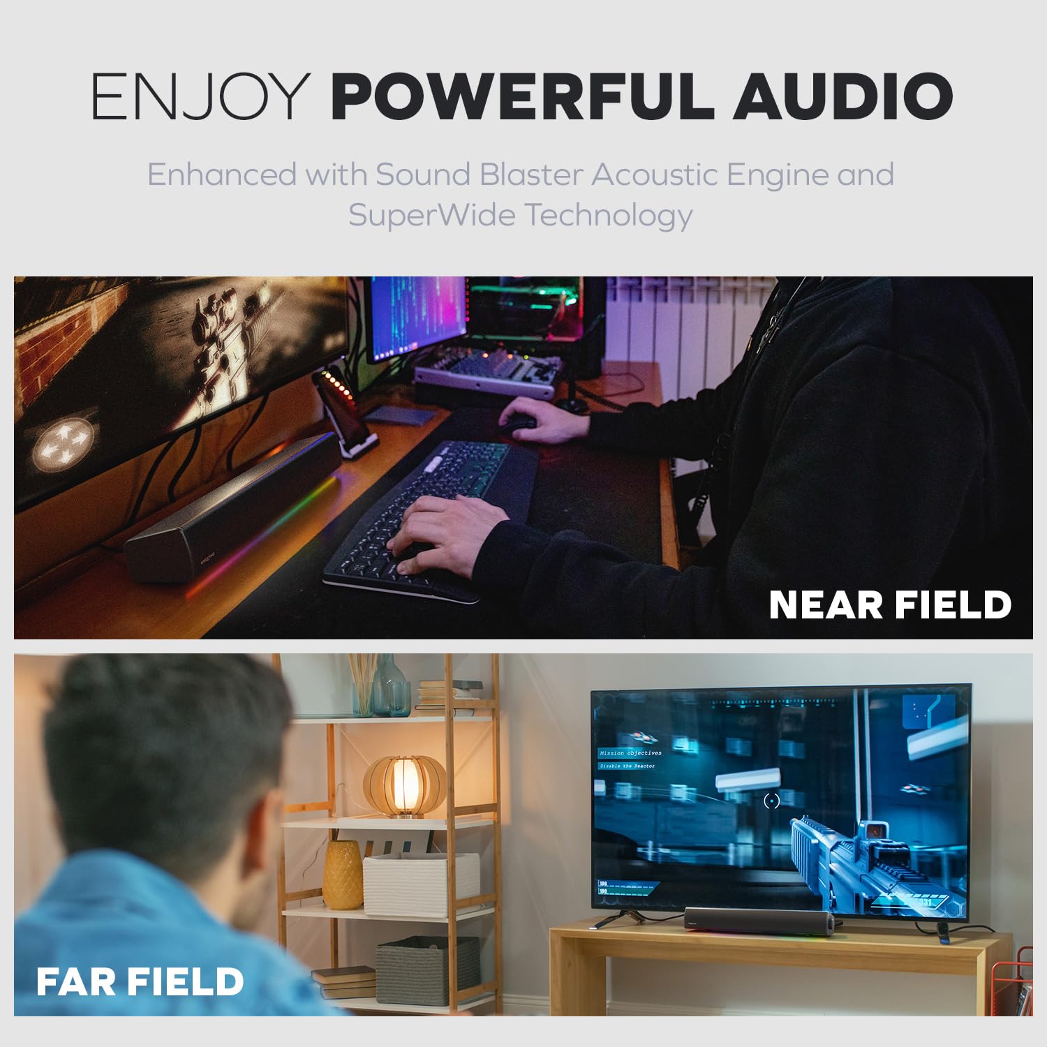 PARLANTE SOUND BLASTER GS5 RGB GAMING SOUNDBAR CON TECNOLOGÍA SUPERWIDE - 3