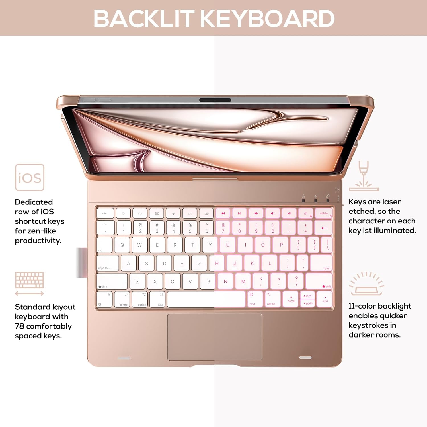 CASE CON TECLADO TYPECASE TOUCH PARA IPAD AIR 11 Y PRO 11 CON ROTACIÓN 360° - 5